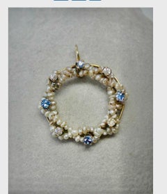 Diamond Sapphire Pearl Pendant Necklace Edwardian Belle Epoque Wedding Victorian