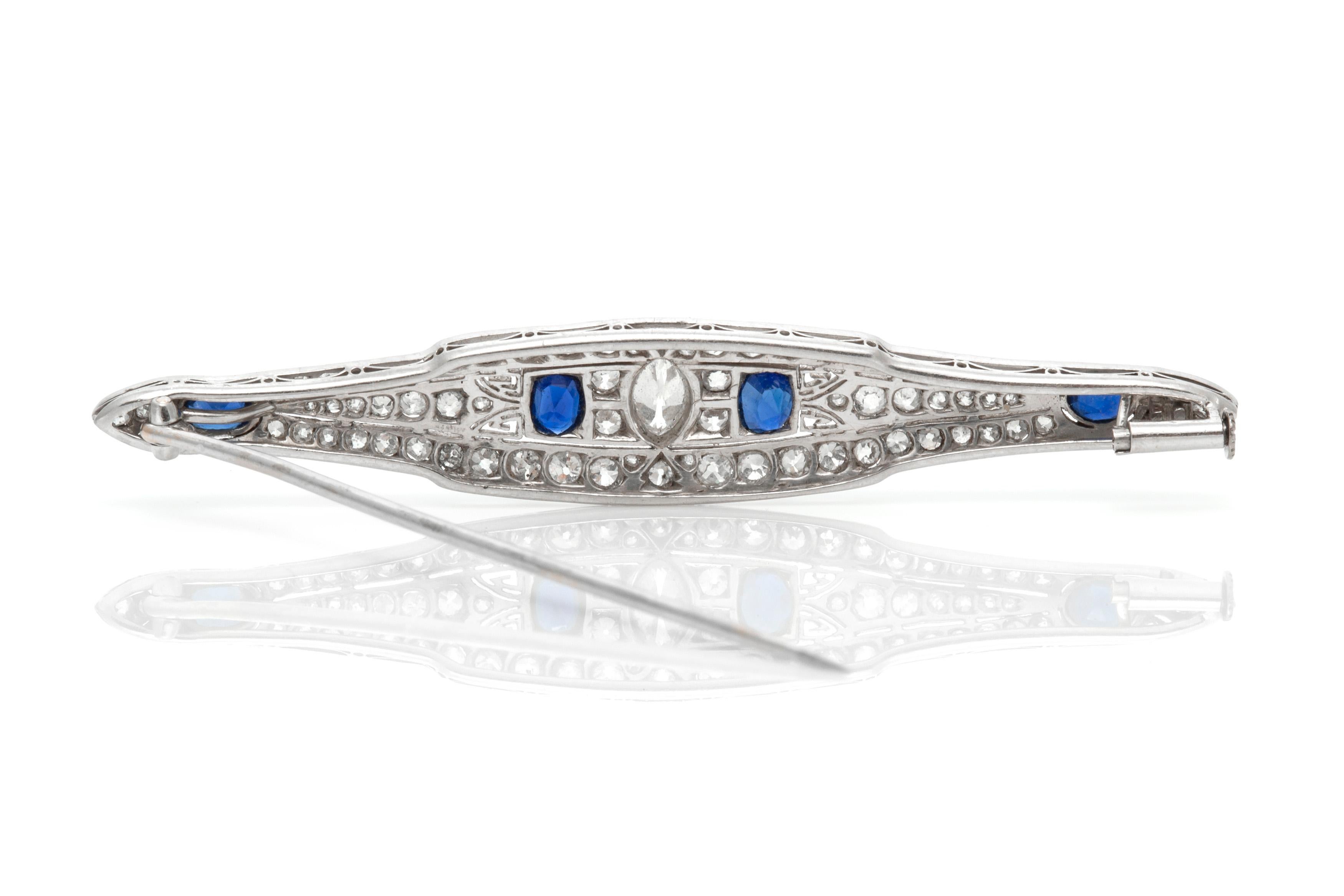 Women's or Men's Diamond Sapphire Pin