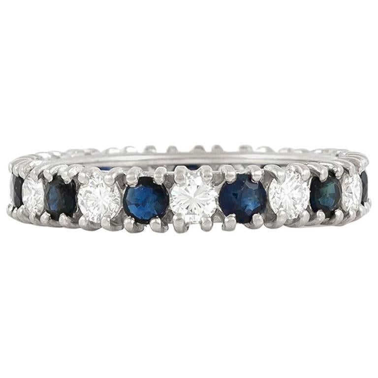 Diamond and Sapphire Band In Good Condition For Sale In New York, NY