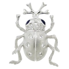 Diamond Sapphire Platinum Beetle Pin Brooch