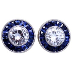 Diamond Sapphire Platinum Studs