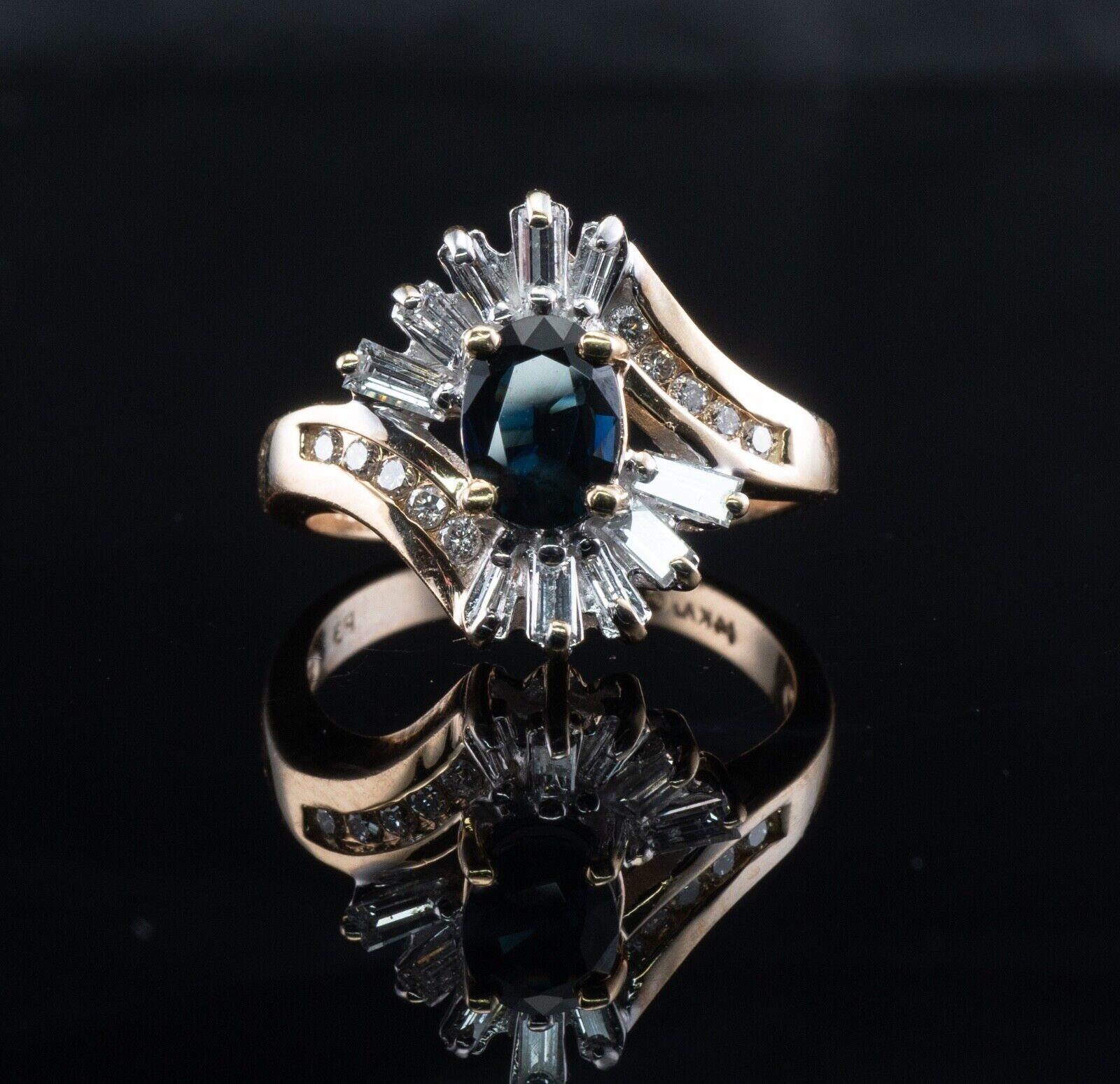 Diamond Sapphire Ring 14K Gold Vintage Estate For Sale 5