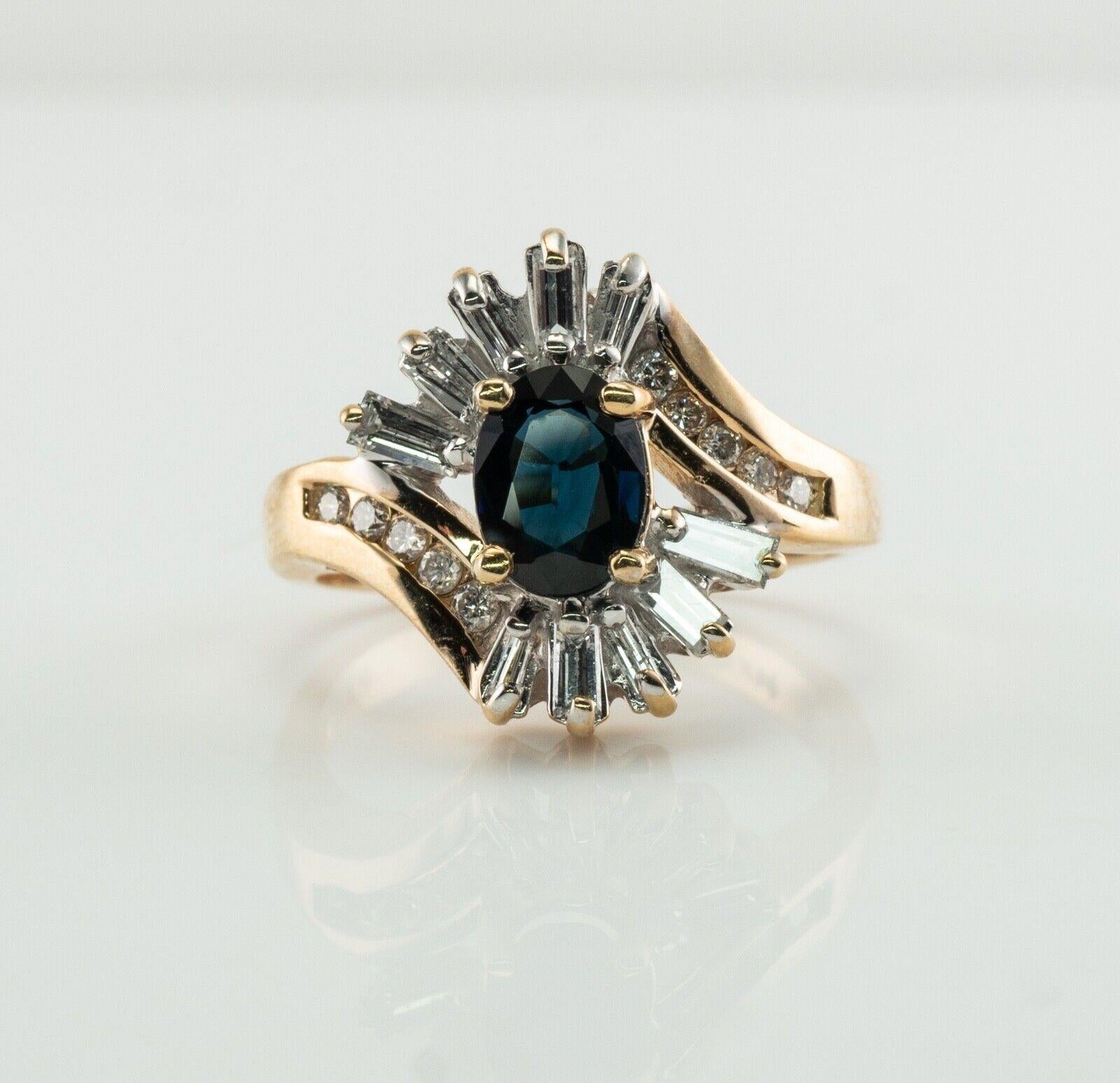 Diamant-Saphir-Ring 14K Gold Vintage Nachlass im Angebot 6