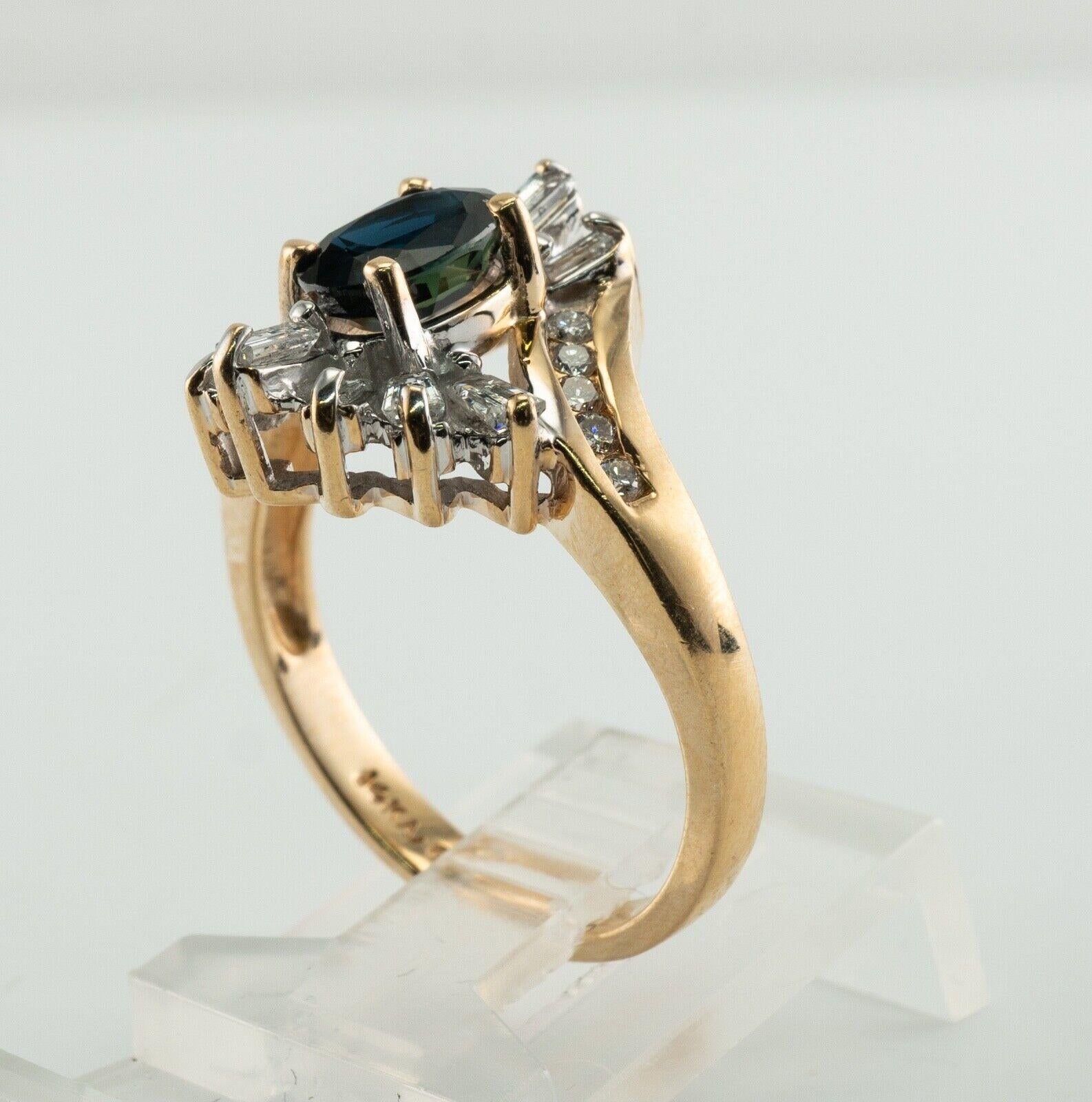 Diamant-Saphir-Ring 14K Gold Vintage Nachlass im Angebot 7