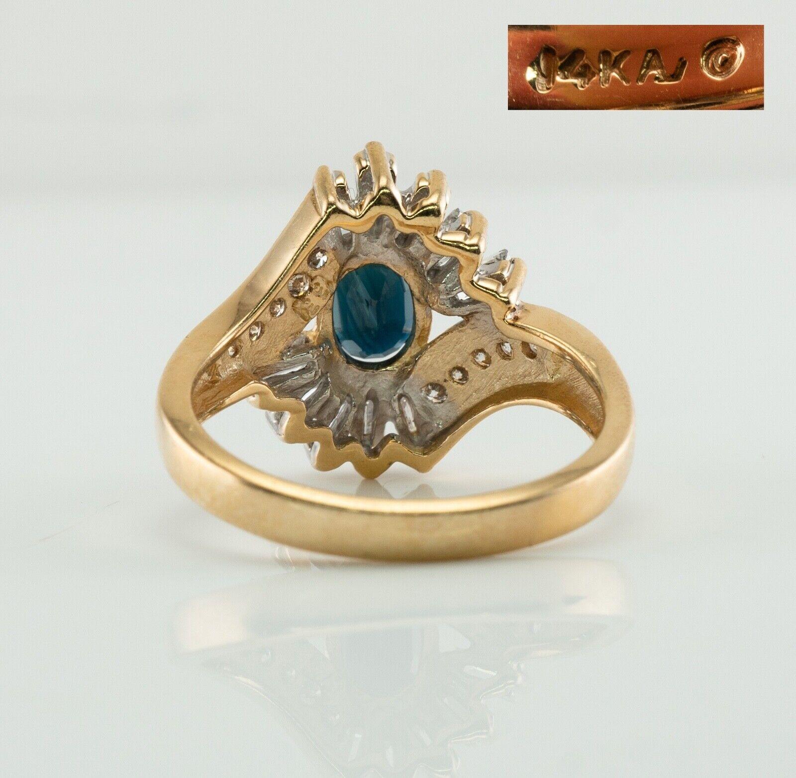 Diamant-Saphir-Ring 14K Gold Vintage Nachlass Damen im Angebot