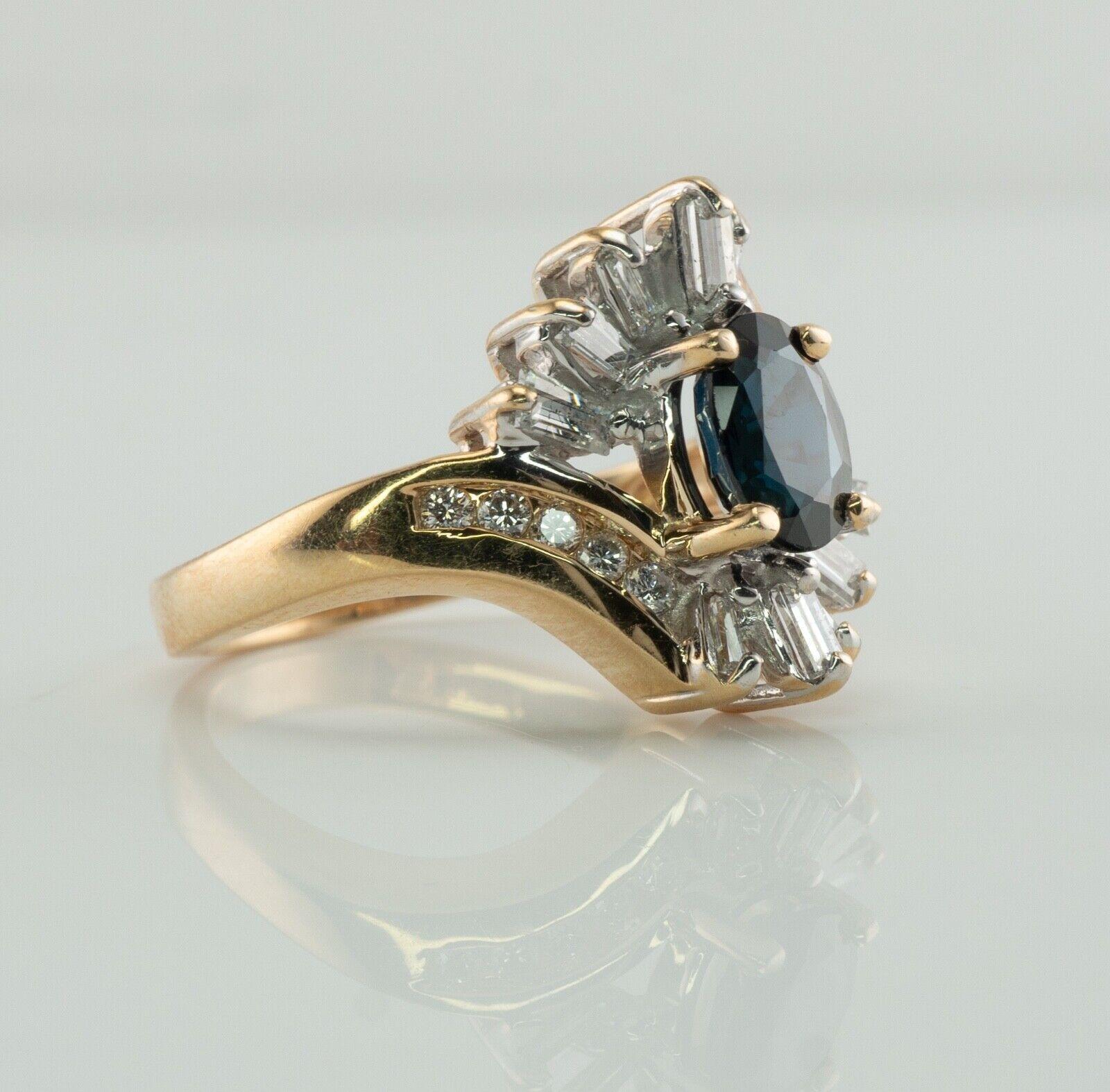 Diamond Sapphire Ring 14K Gold Vintage Estate For Sale 1