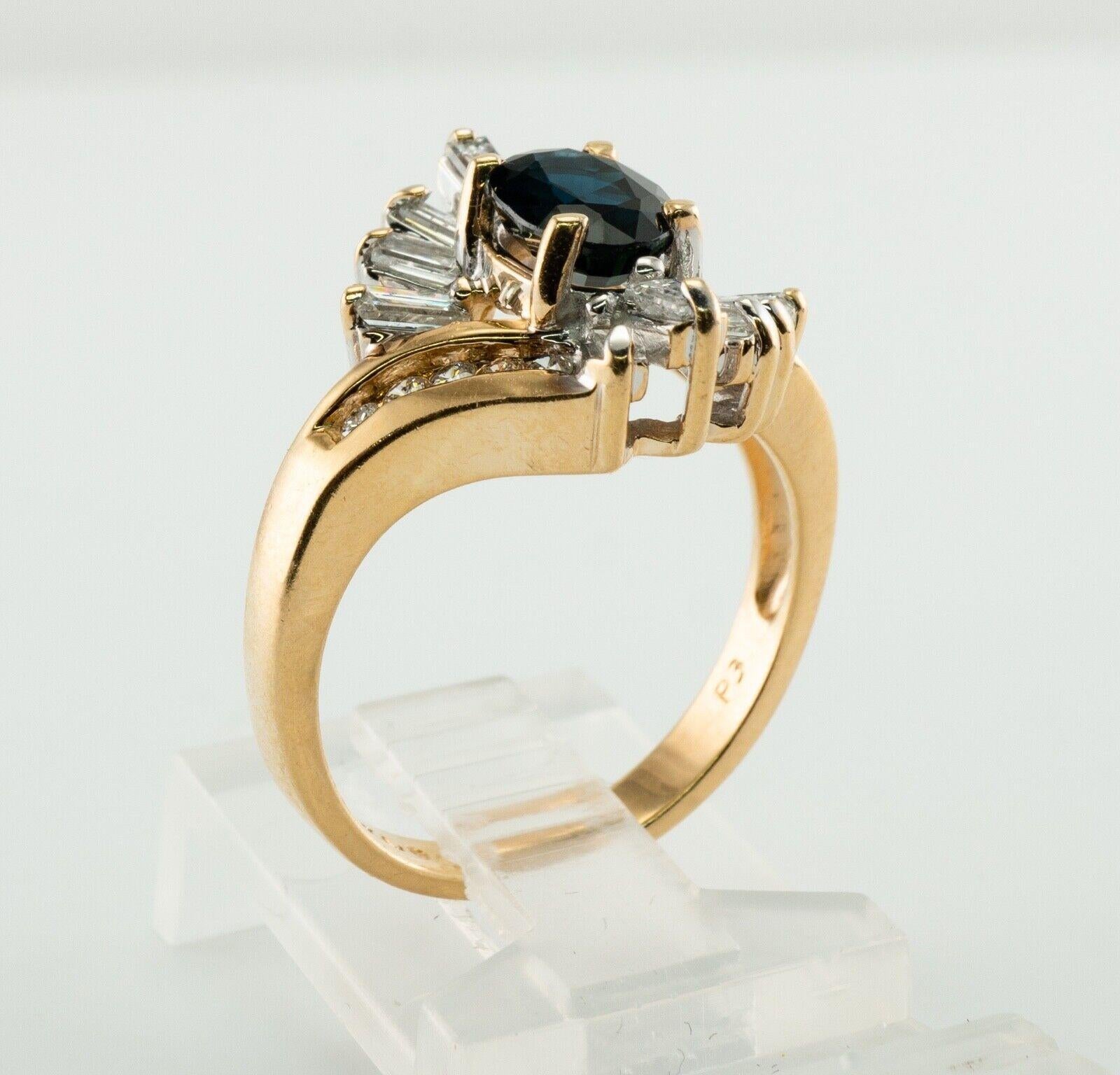Diamond Sapphire Ring 14K Gold Vintage Estate For Sale 3