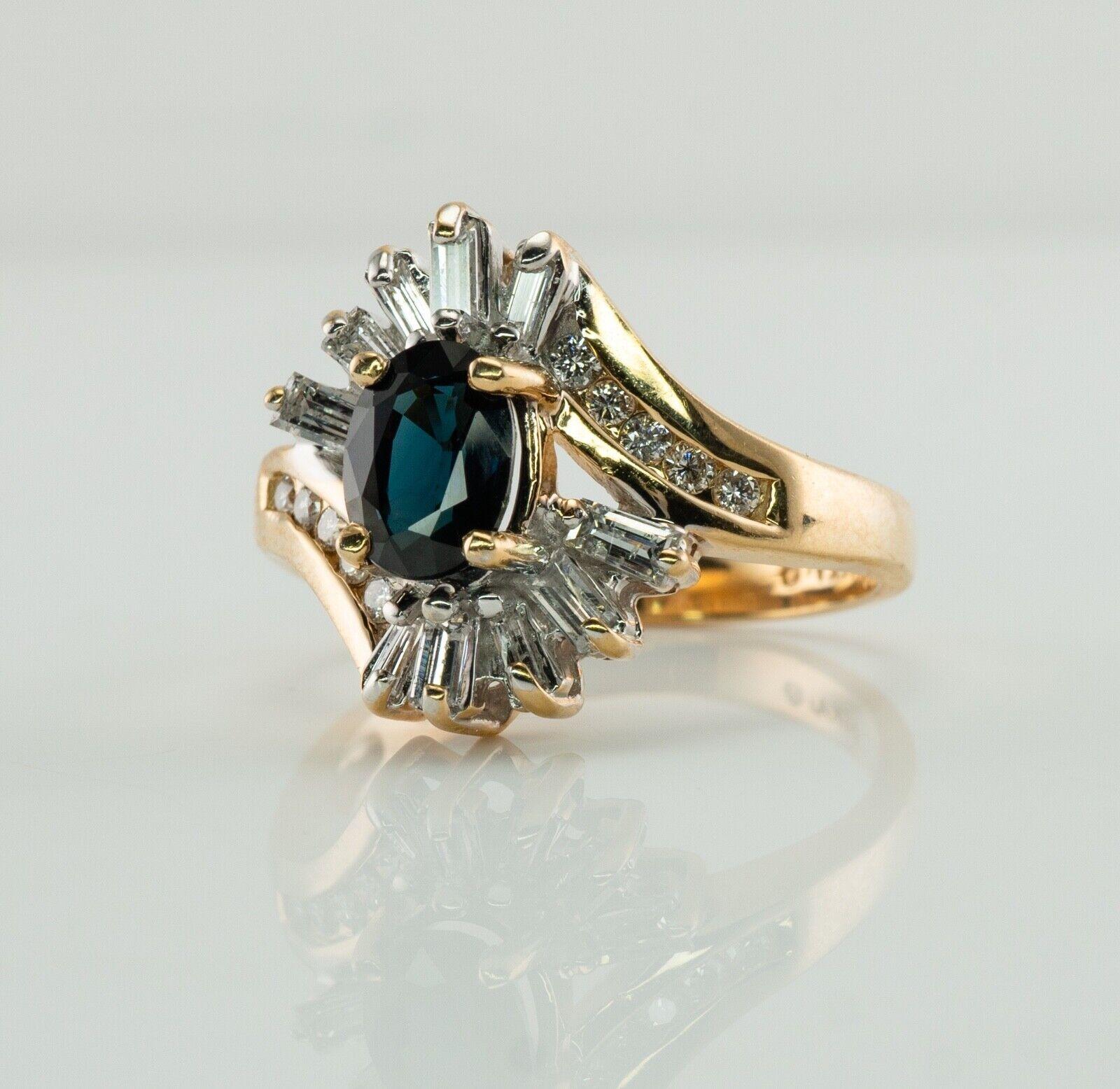 Diamond Sapphire Ring 14K Gold Vintage Estate For Sale 4