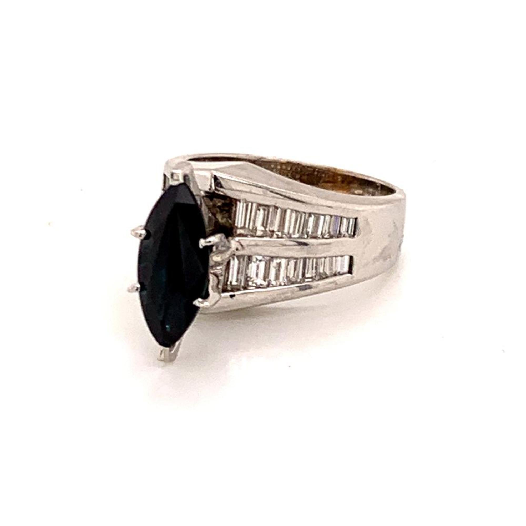 Modern Diamond Sapphire Ring 14k White Gold 3.60tcw Women Certified For Sale