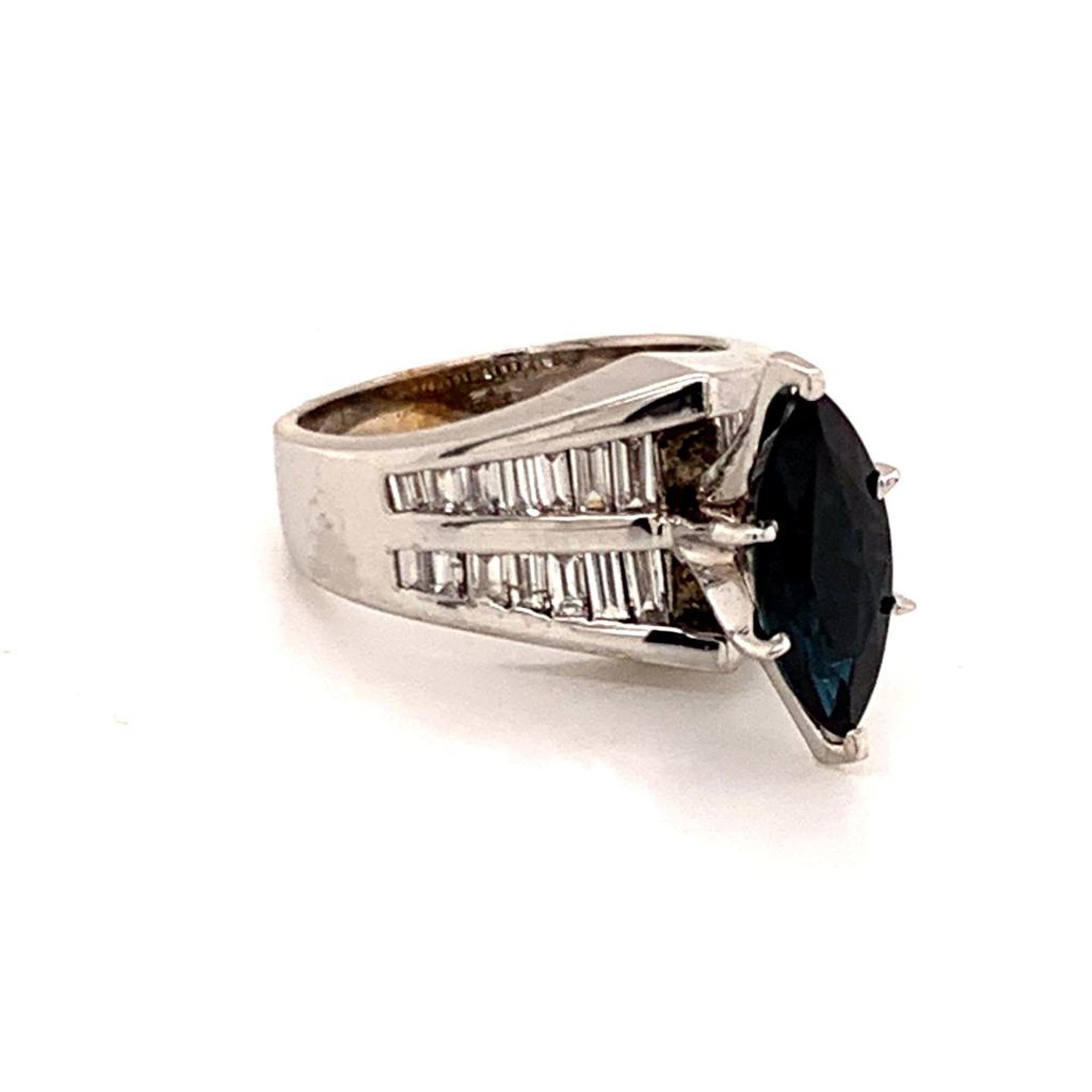 Women's Diamond Sapphire Ring 14k White Gold 3.60tcw Women Certified For Sale