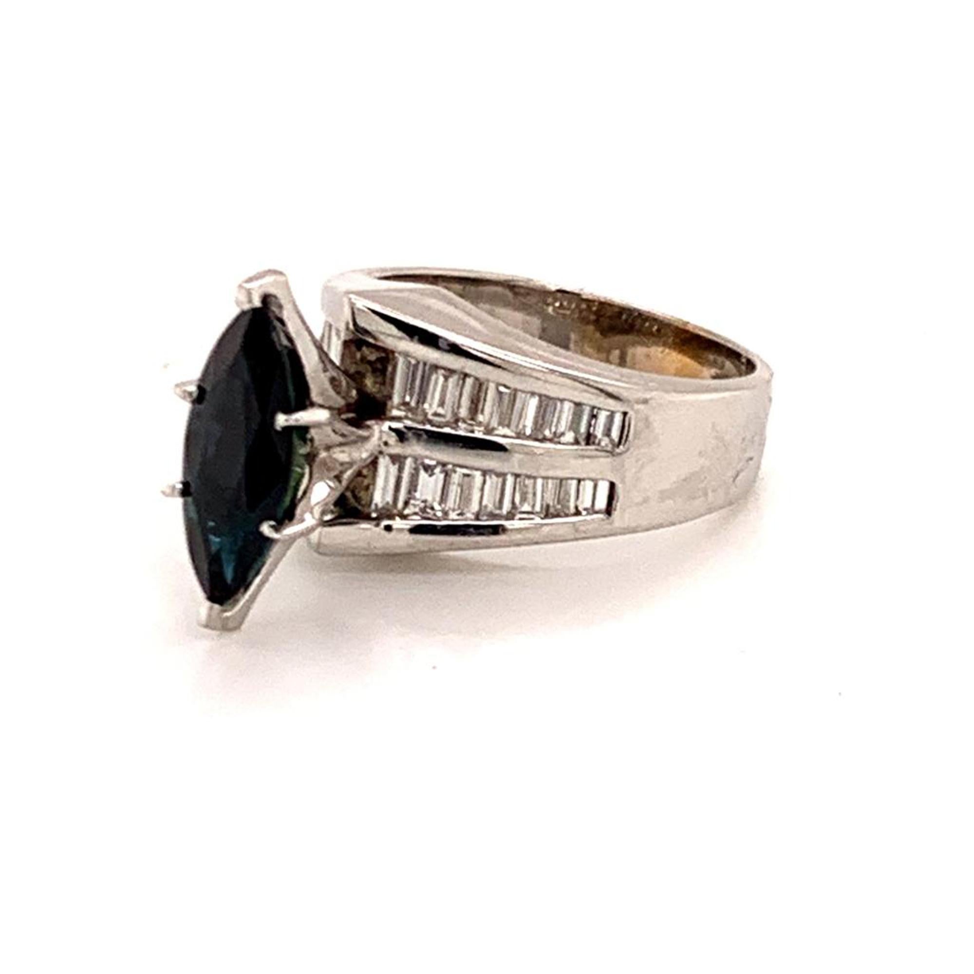 Diamond Sapphire Ring 14k White Gold 3.60tcw Women Certified For Sale 1
