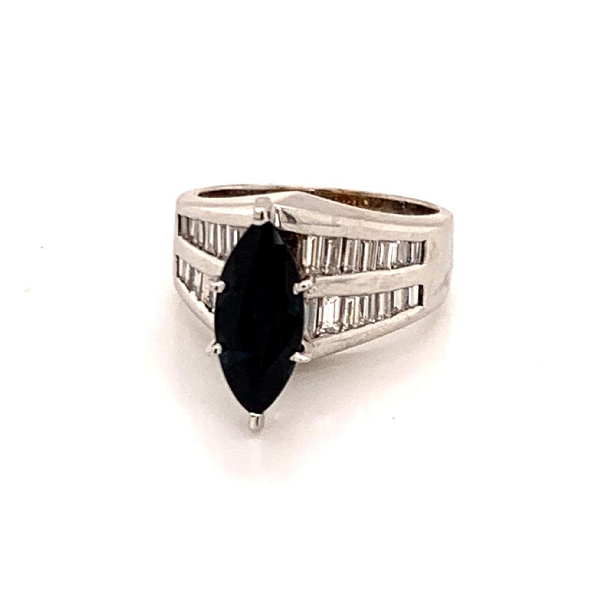 Diamond Sapphire Ring 14k White Gold 3.60tcw Women Certified In New Condition For Sale In Brooklyn, NY