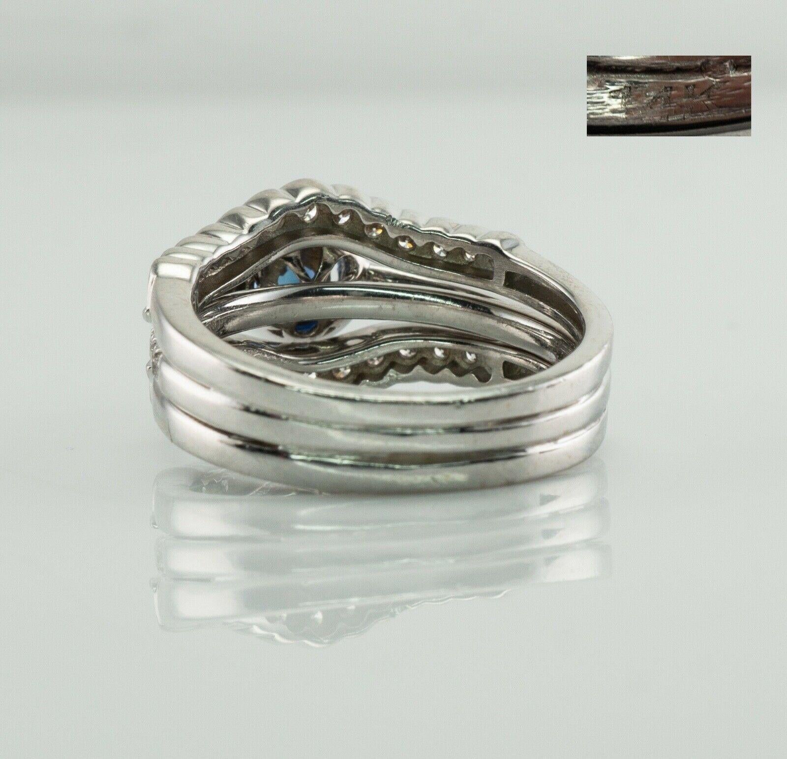 Bague de fiançailles en or blanc 14K avec diamant et saphir Whiting Pour femmes en vente