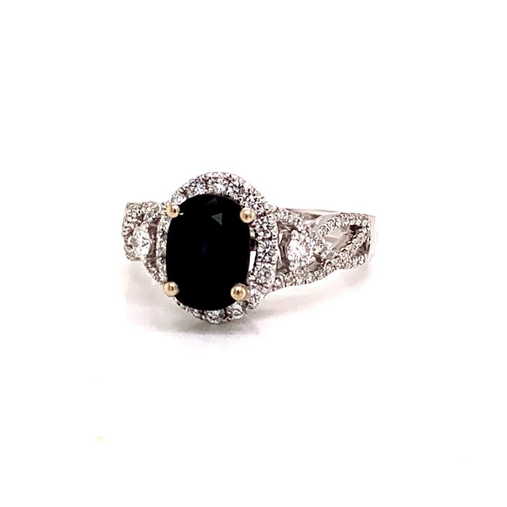Diamond Sapphire Ring 18k Gold 2.62 TCW Women Certified For Sale 5