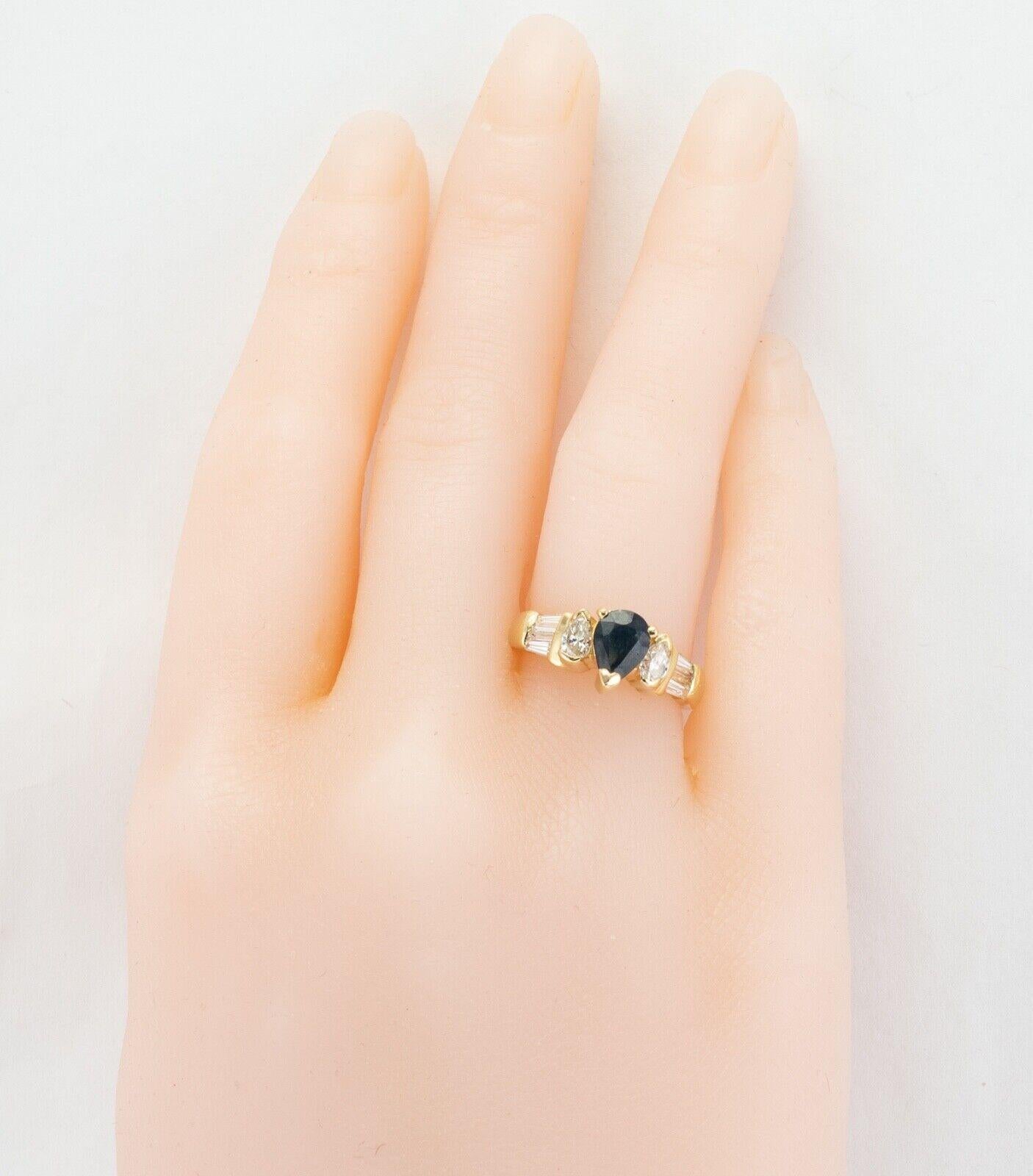 Diamond Sapphire Ring 18K Gold Band Vintage For Sale 1