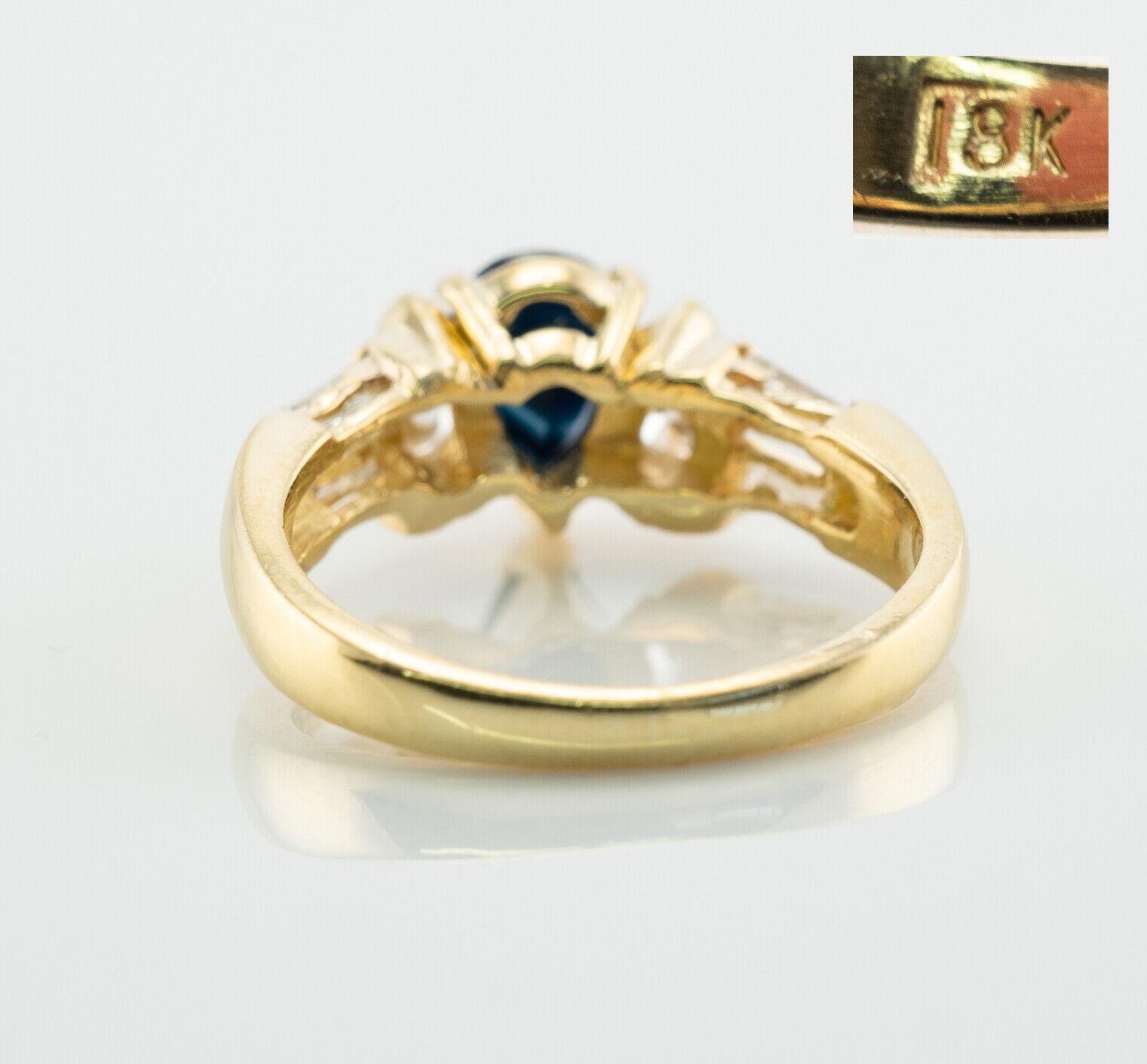 Diamond Sapphire Ring 18K Gold Band Vintage For Sale 2
