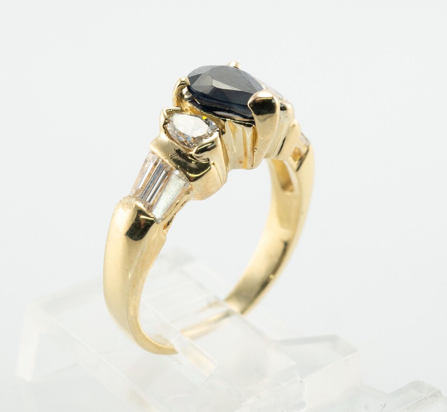 Diamond Sapphire Ring 18K Gold Band Vintage For Sale 3