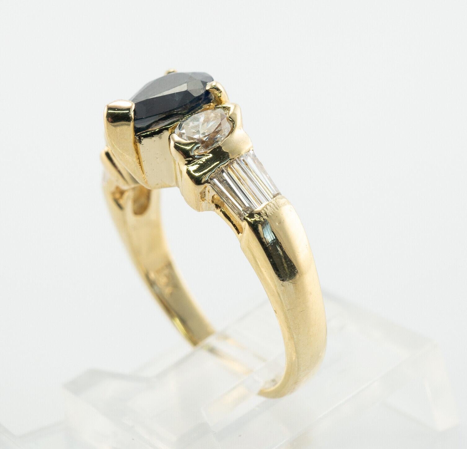 Diamond Sapphire Ring 18K Gold Band Vintage For Sale 4