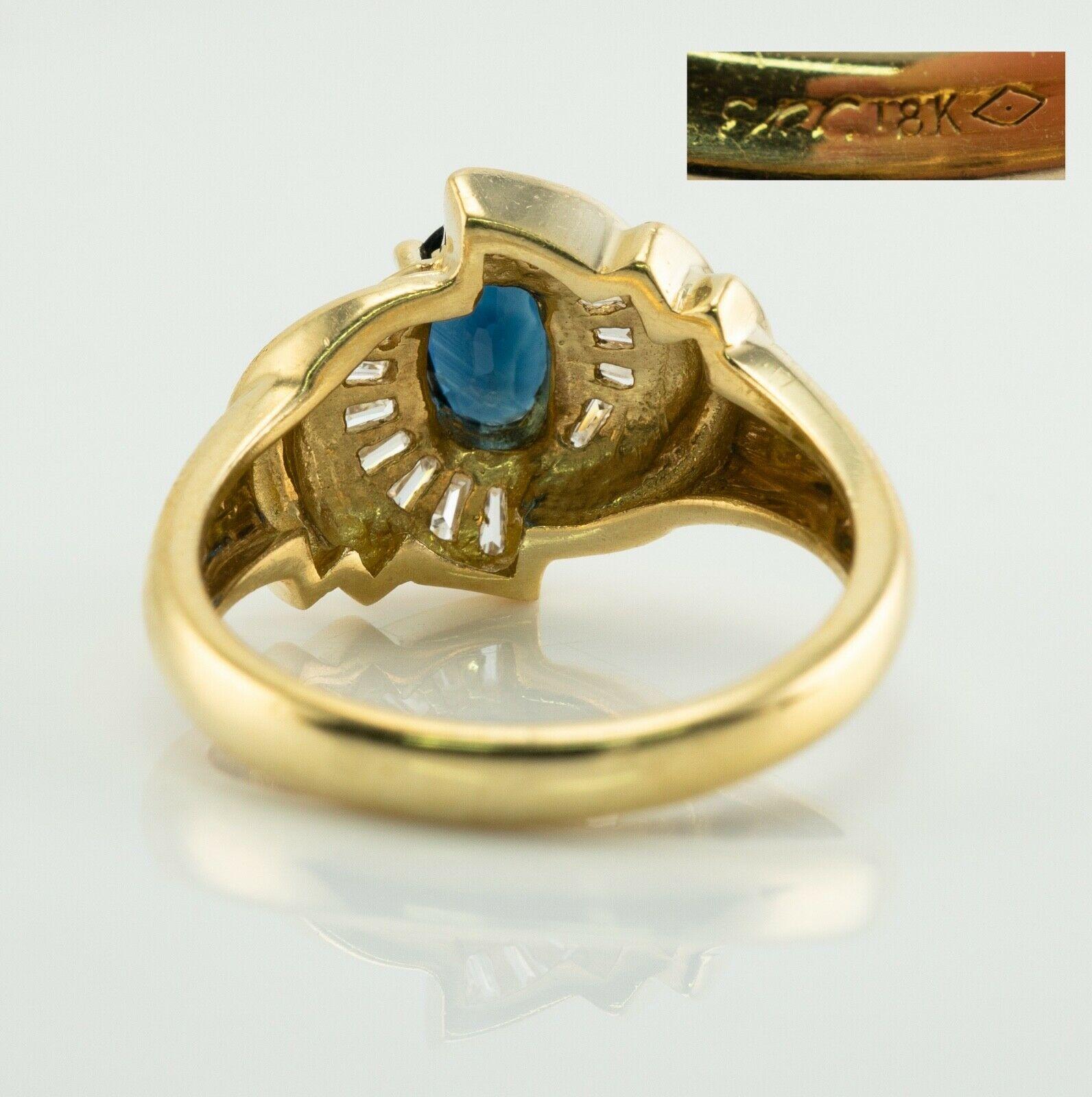 Diamond Sapphire Ring 18K Gold Oval cut In Good Condition For Sale In East Brunswick, NJ