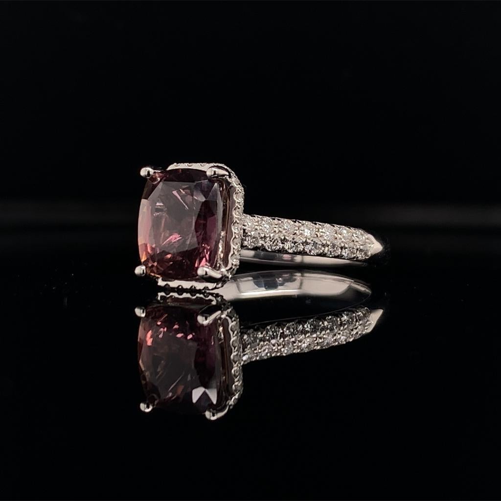 Modern Diamond Sapphire Ring 18k Gold WG Women 3.027 TCW Certified  For Sale