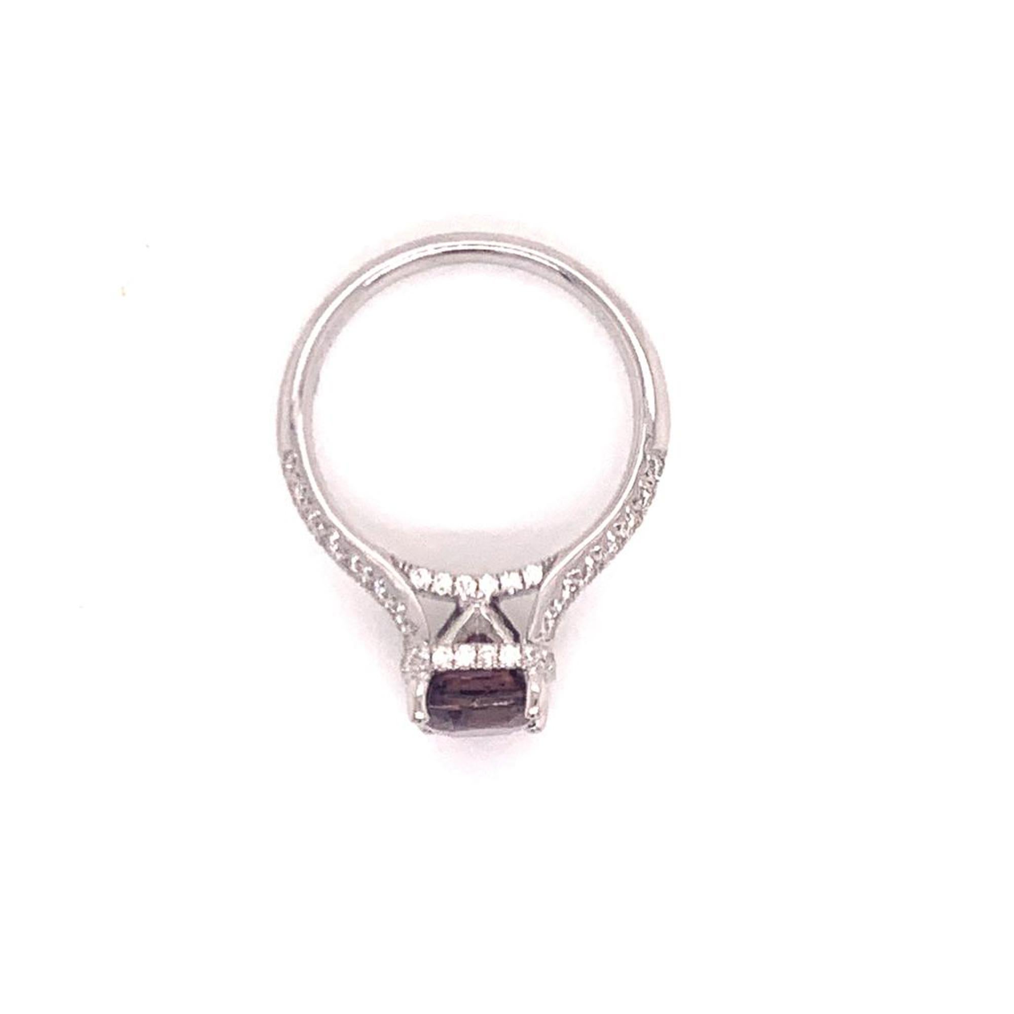 Diamond Sapphire Ring 18k Gold WG Women 3.027 TCW Certified For Sale 4