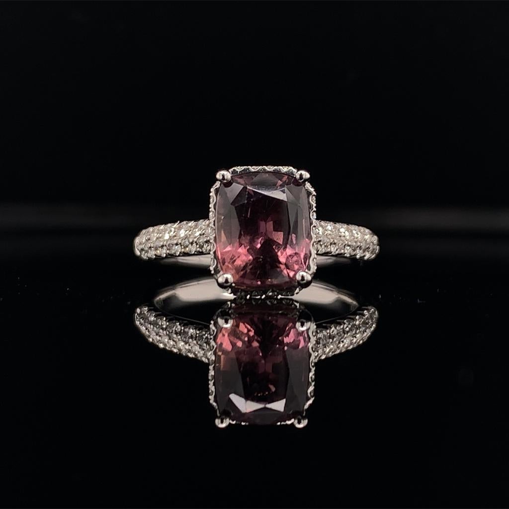 Diamond Sapphire Ring 18k Gold WG Women 3.027 TCW Certified For Sale 7