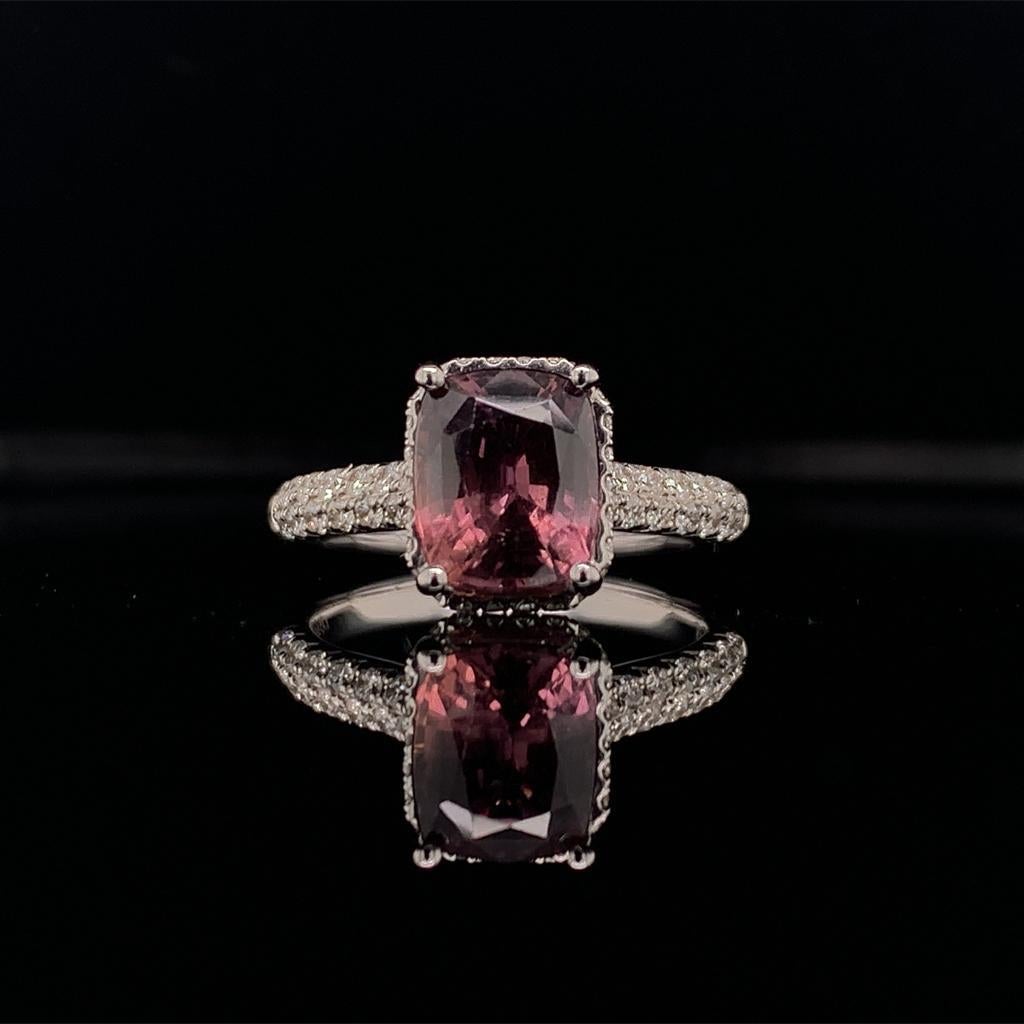 Modern Diamond Sapphire Ring 18k Gold WG Women 3.027 TCW Certified For Sale