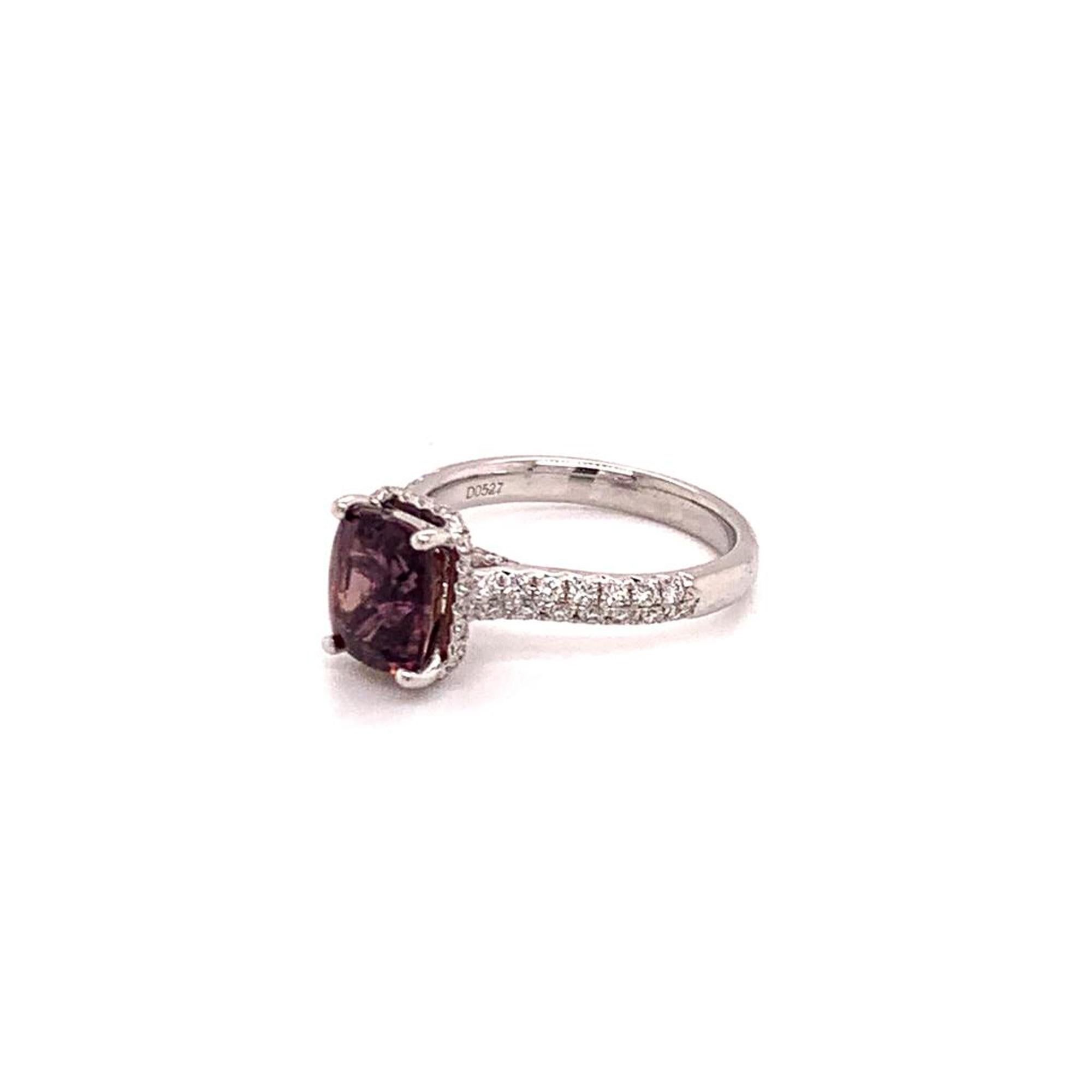 Diamond Sapphire Ring 18k Gold WG Women 3.027 TCW Certified For Sale 2