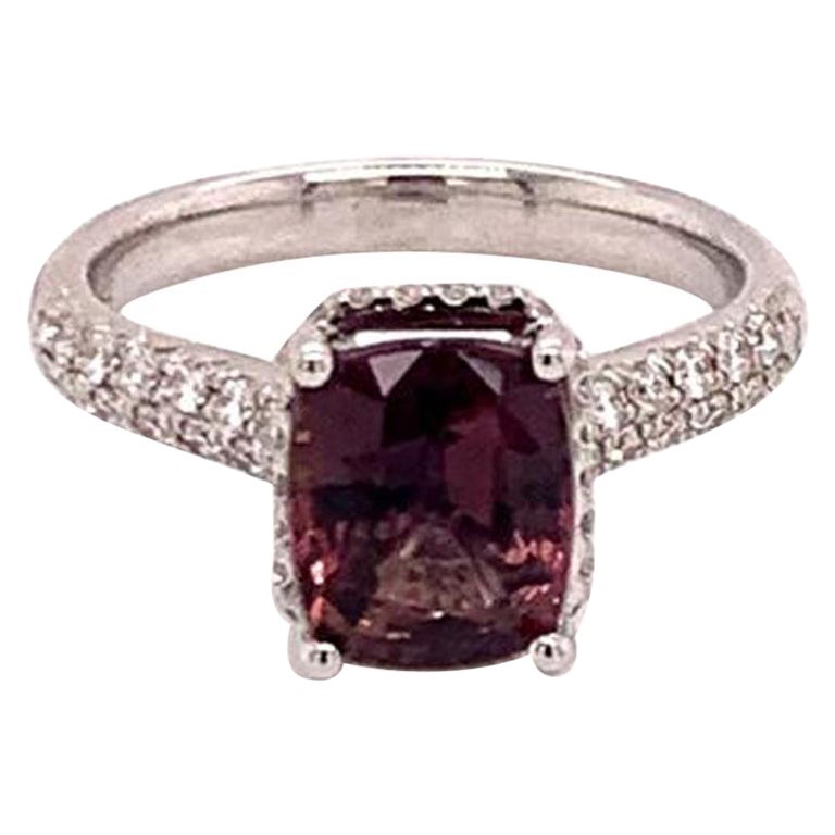 Diamond Sapphire Ring 18k Gold WG Women 3.027 TCW Certified For Sale