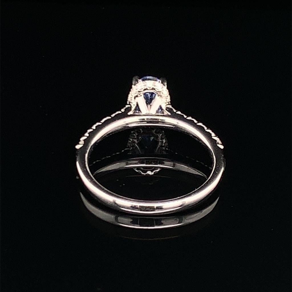 Diamond Sapphire Ring 18k Gold Women 1.725 TCW Certified For Sale 4
