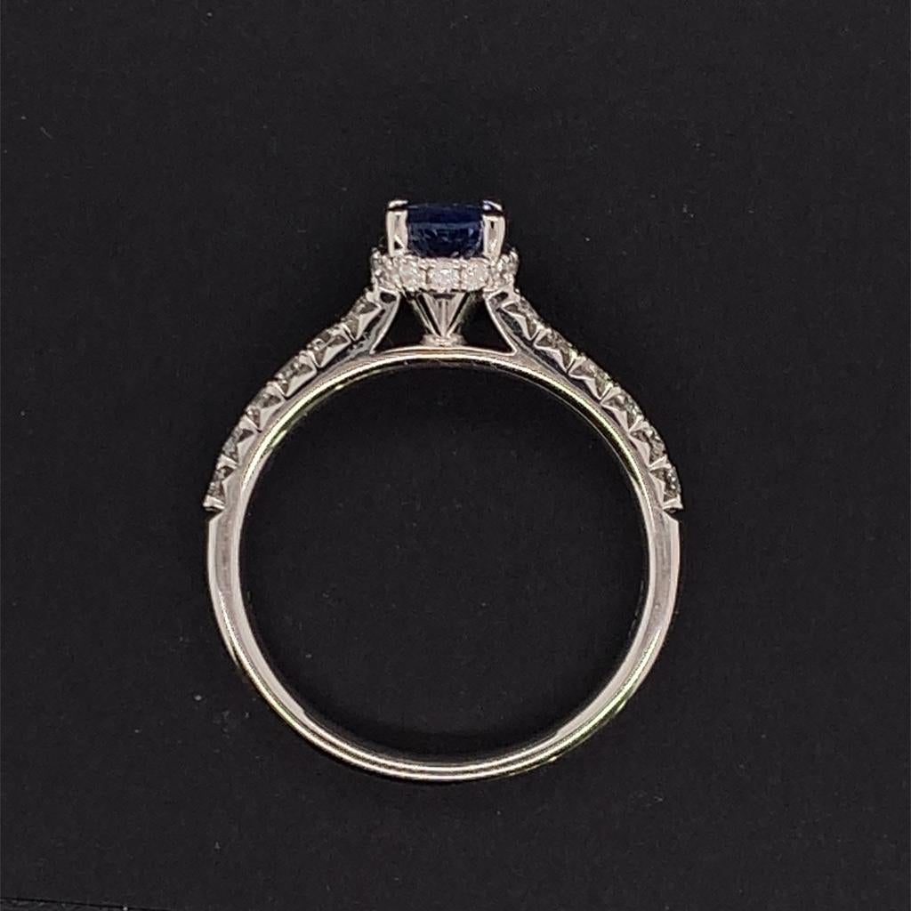 Diamond Sapphire Ring 18k Gold Women 1.725 TCW Certified For Sale 5