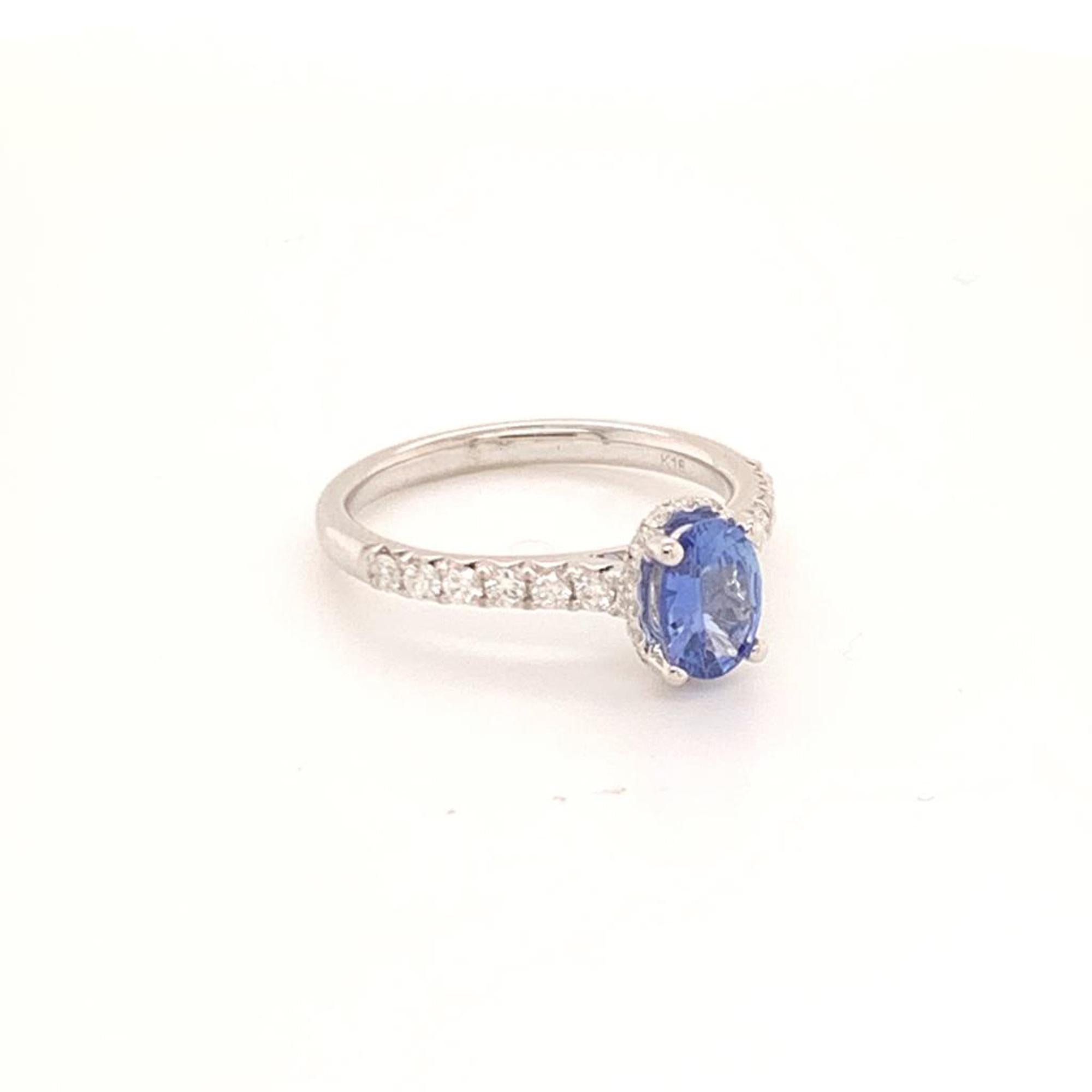 Diamond Sapphire Ring 18k Gold Women 1.725 TCW Certified In New Condition For Sale In Brooklyn, NY