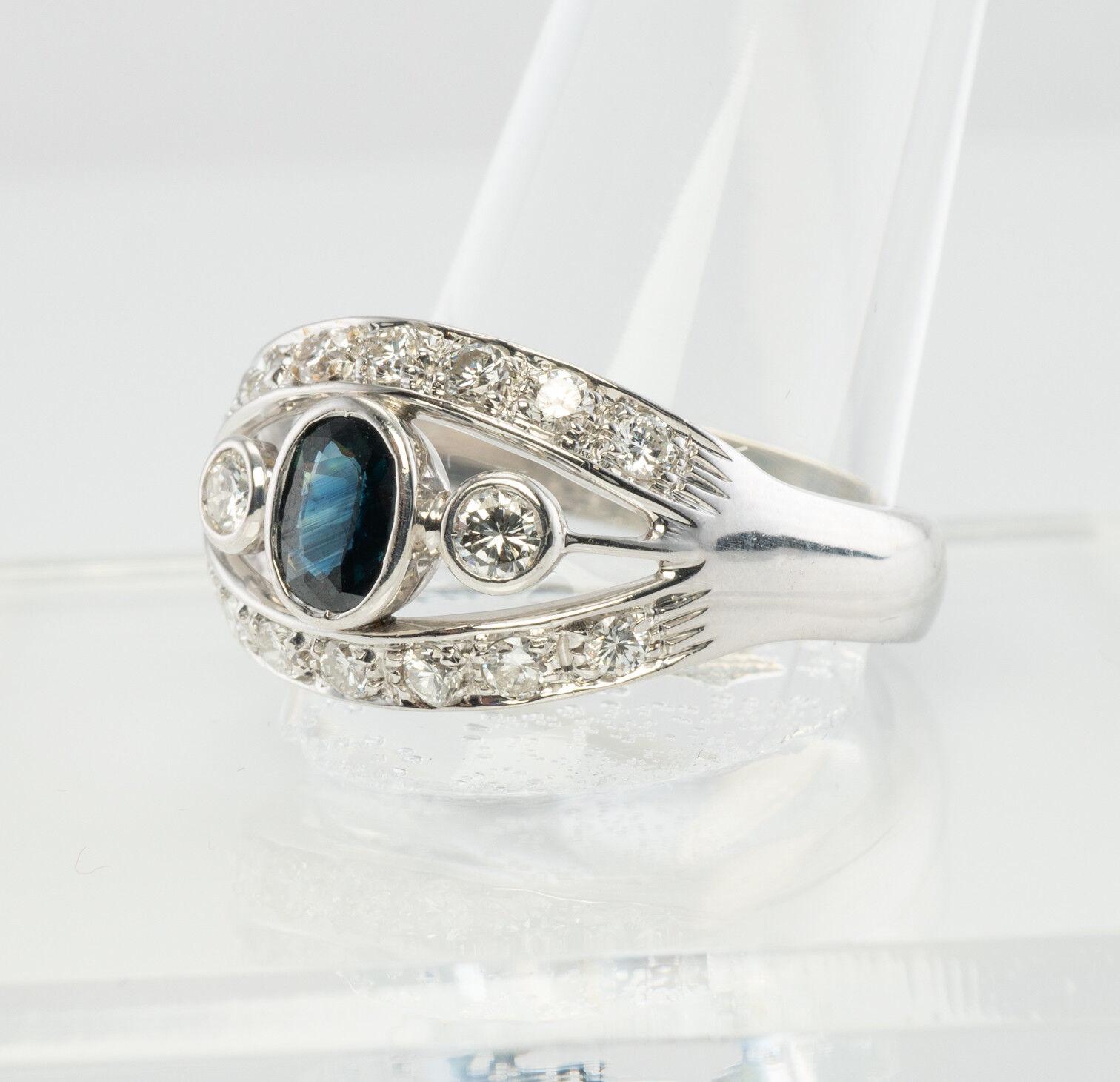 Anello con diamante e zaffiro in oro bianco 18 carati in vendita 6