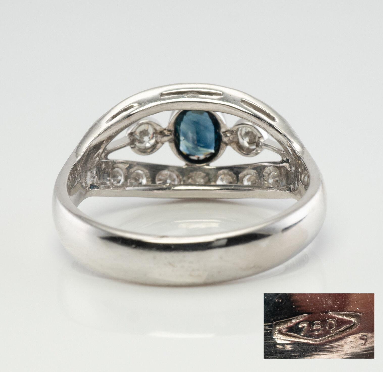 Anello con diamante e zaffiro in oro bianco 18 carati in vendita 2