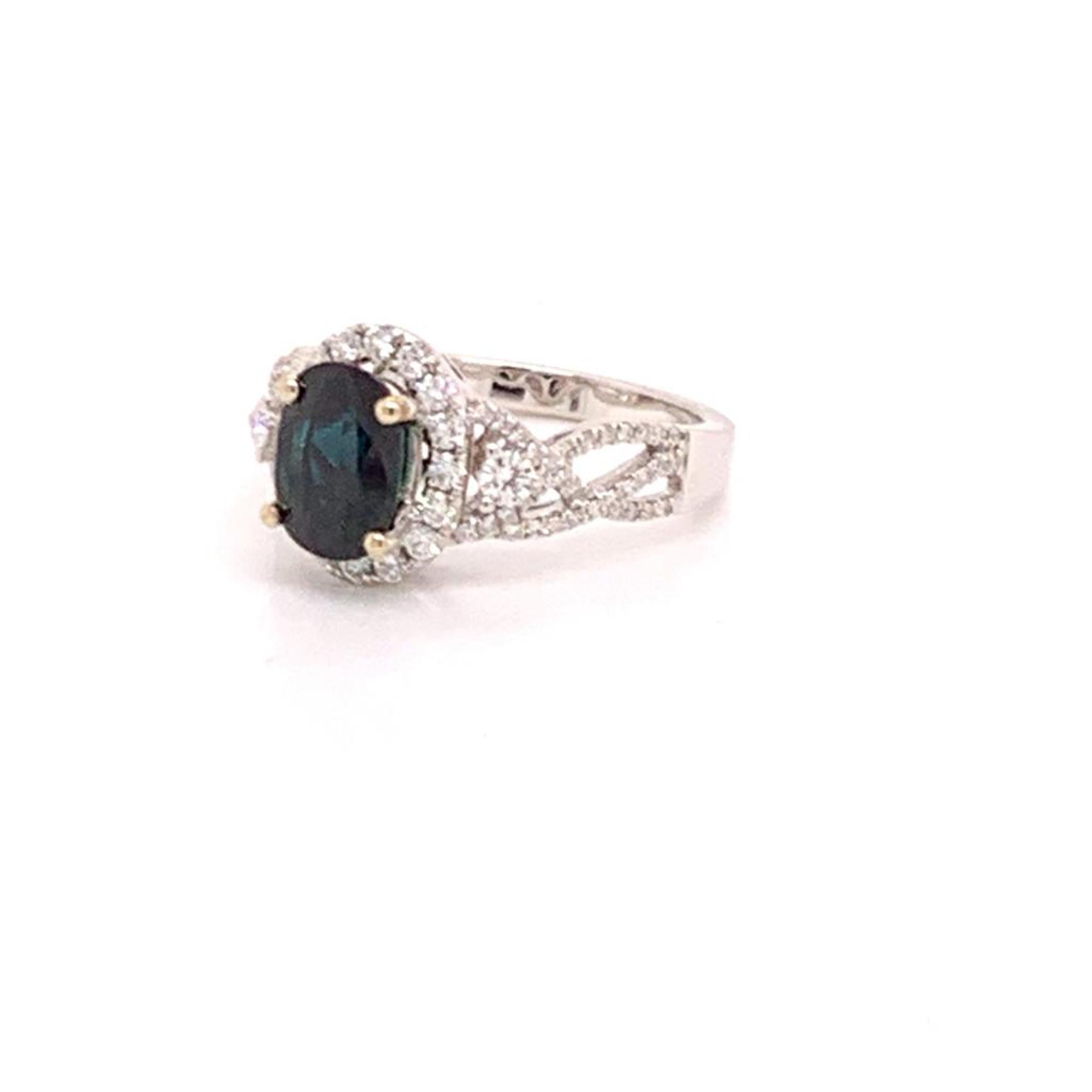 Women's Diamond Sapphire Ring 6.5 18k Gold 2.62 TCW Women Certified For Sale