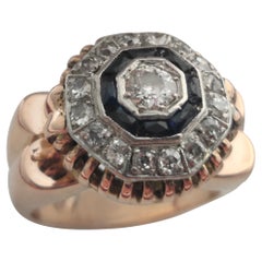 Antique Diamond-Sapphire Ring, ca. 1910