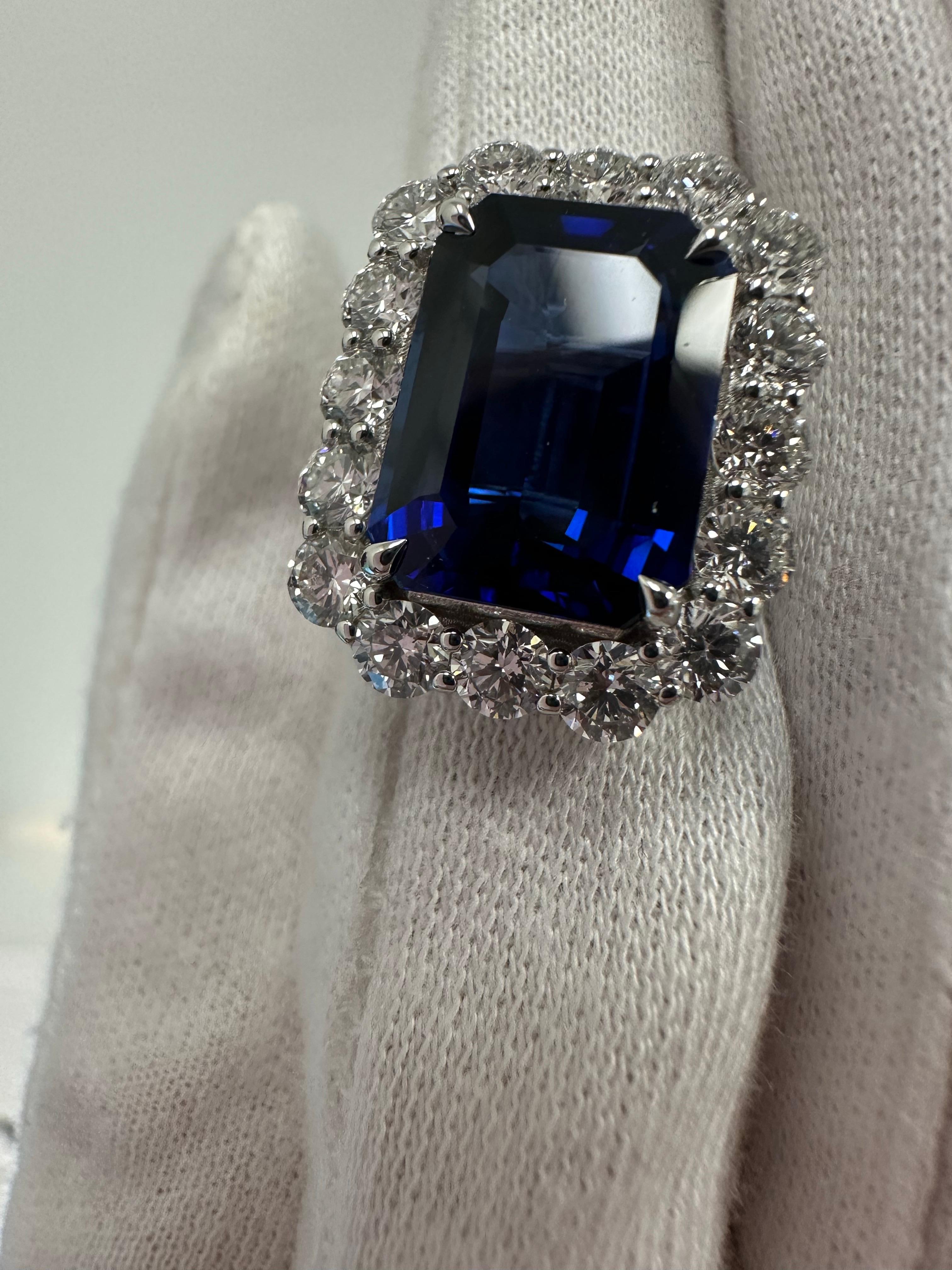 Femenino o masculino Anillo zafiro diamante Anillo cóctel Oro 18KT en venta