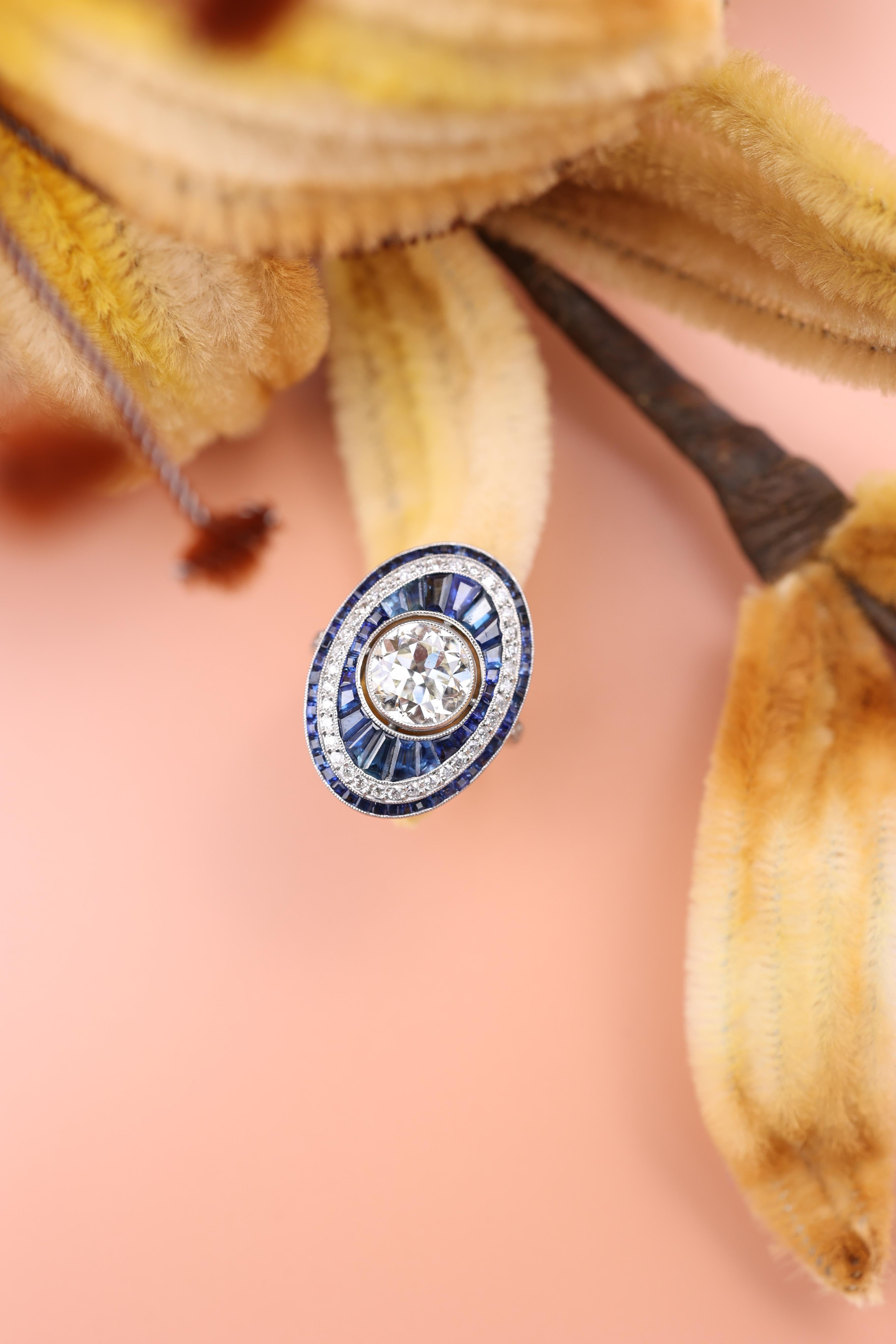 Diamant-Saphir-Ring für Damen oder Herren im Angebot