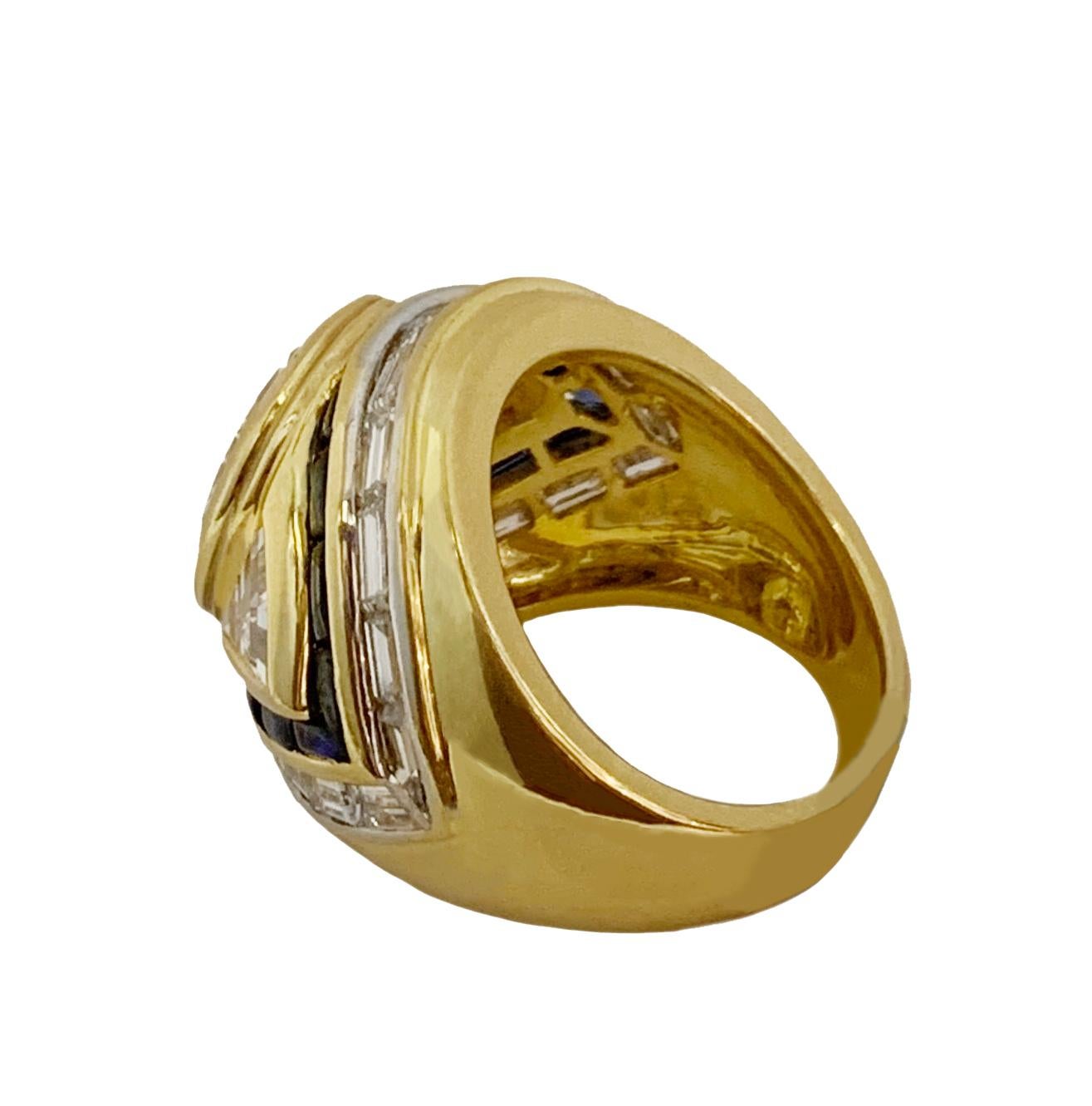 Ring mit Diamanten und Saphiren aus 18 Karat Gold im Zustand „Neu“ in New York, NY