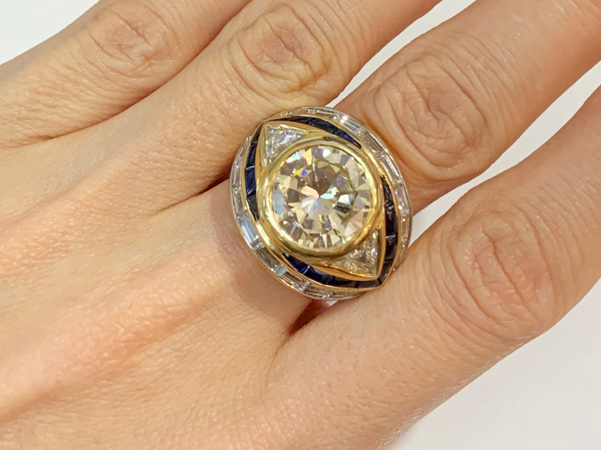 Ring mit Diamanten und Saphiren aus 18 Karat Gold für Damen oder Herren