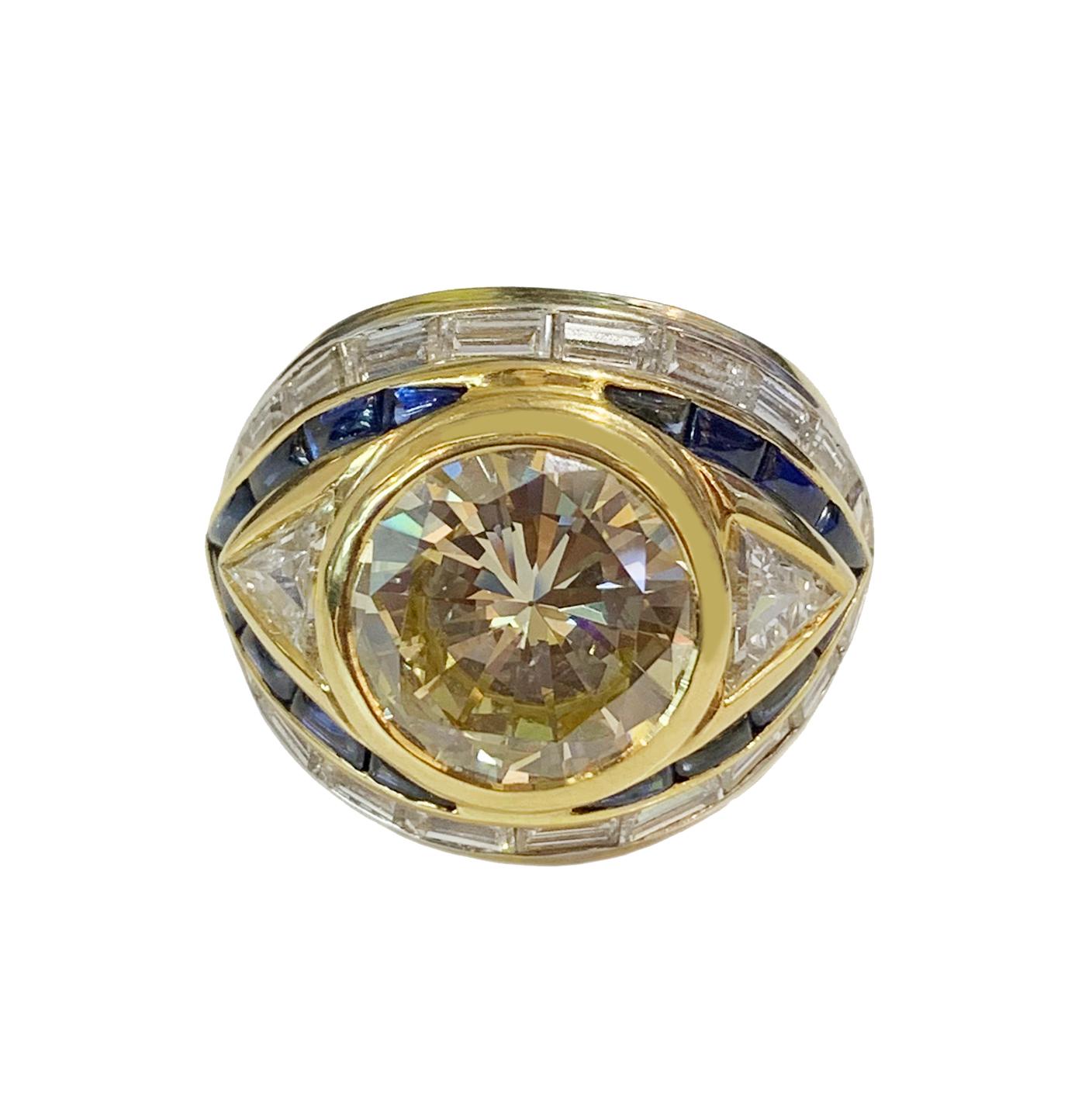 Ring mit Diamanten und Saphiren aus 18 Karat Gold 1