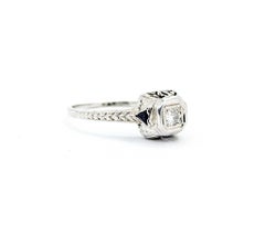 Diamond & Sapphire Ring in 18k White Gold