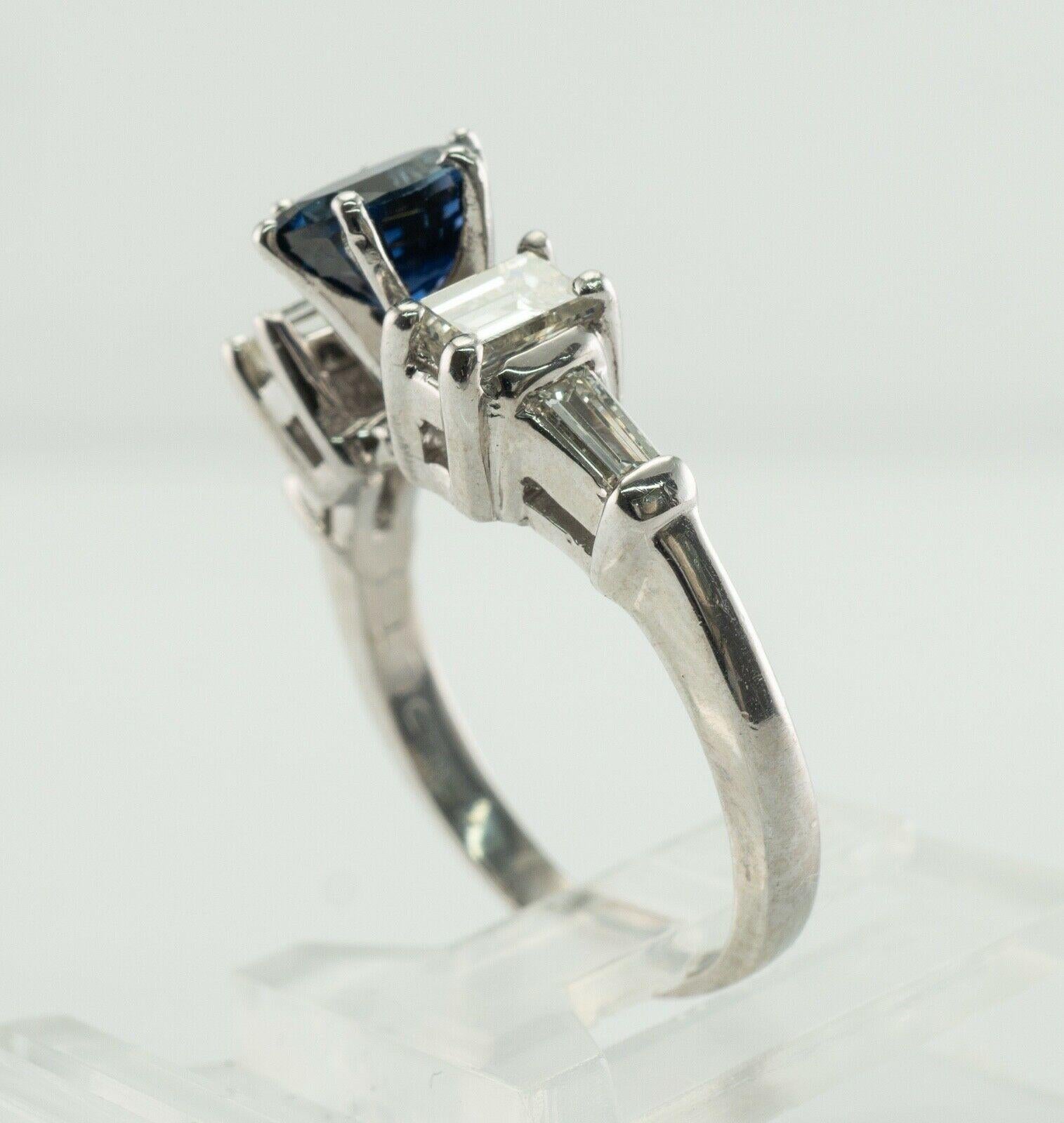 Anello con diamante e zaffiro Anello di fidanzamento in platino in vendita 8