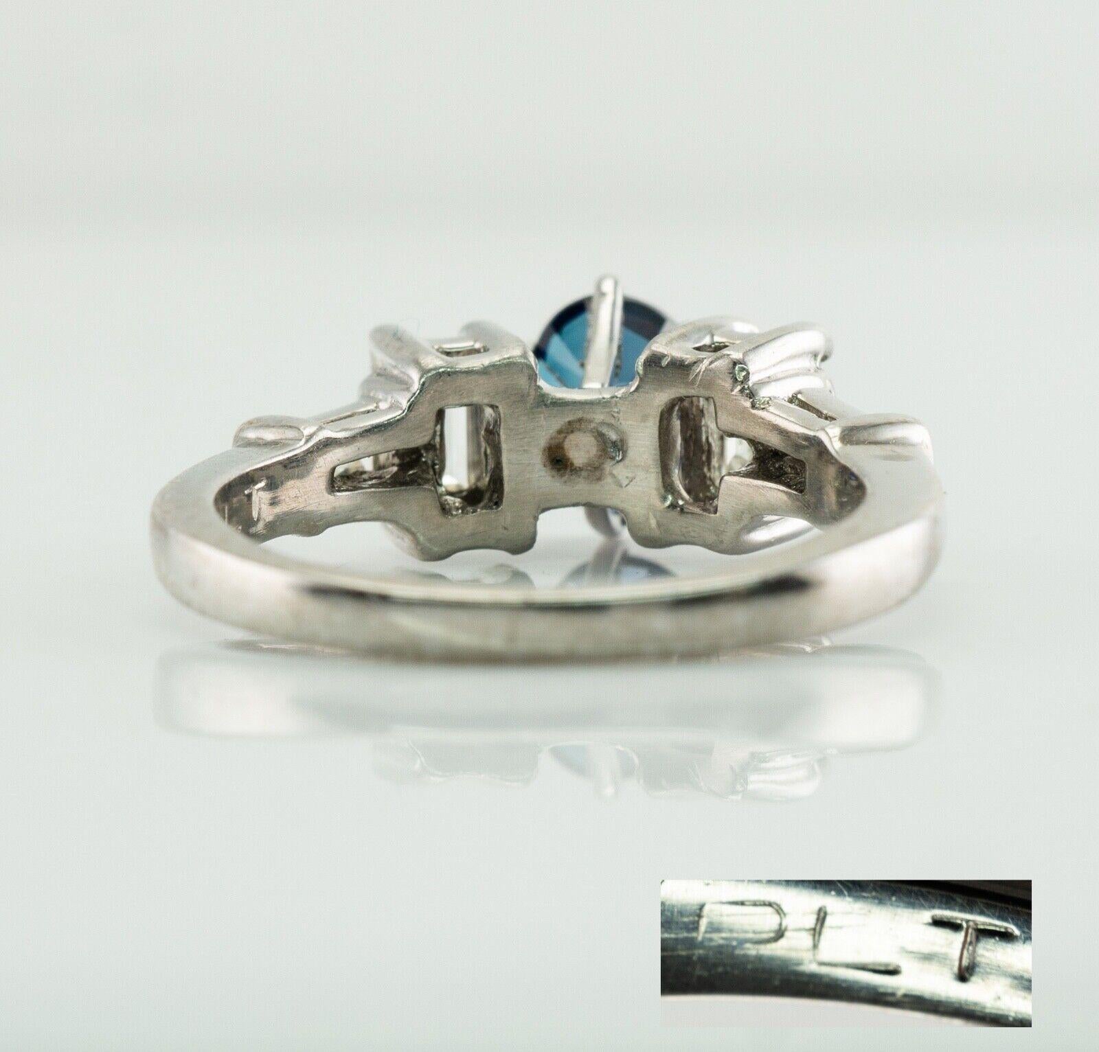 Anello con diamante e zaffiro Anello di fidanzamento in platino in vendita 1