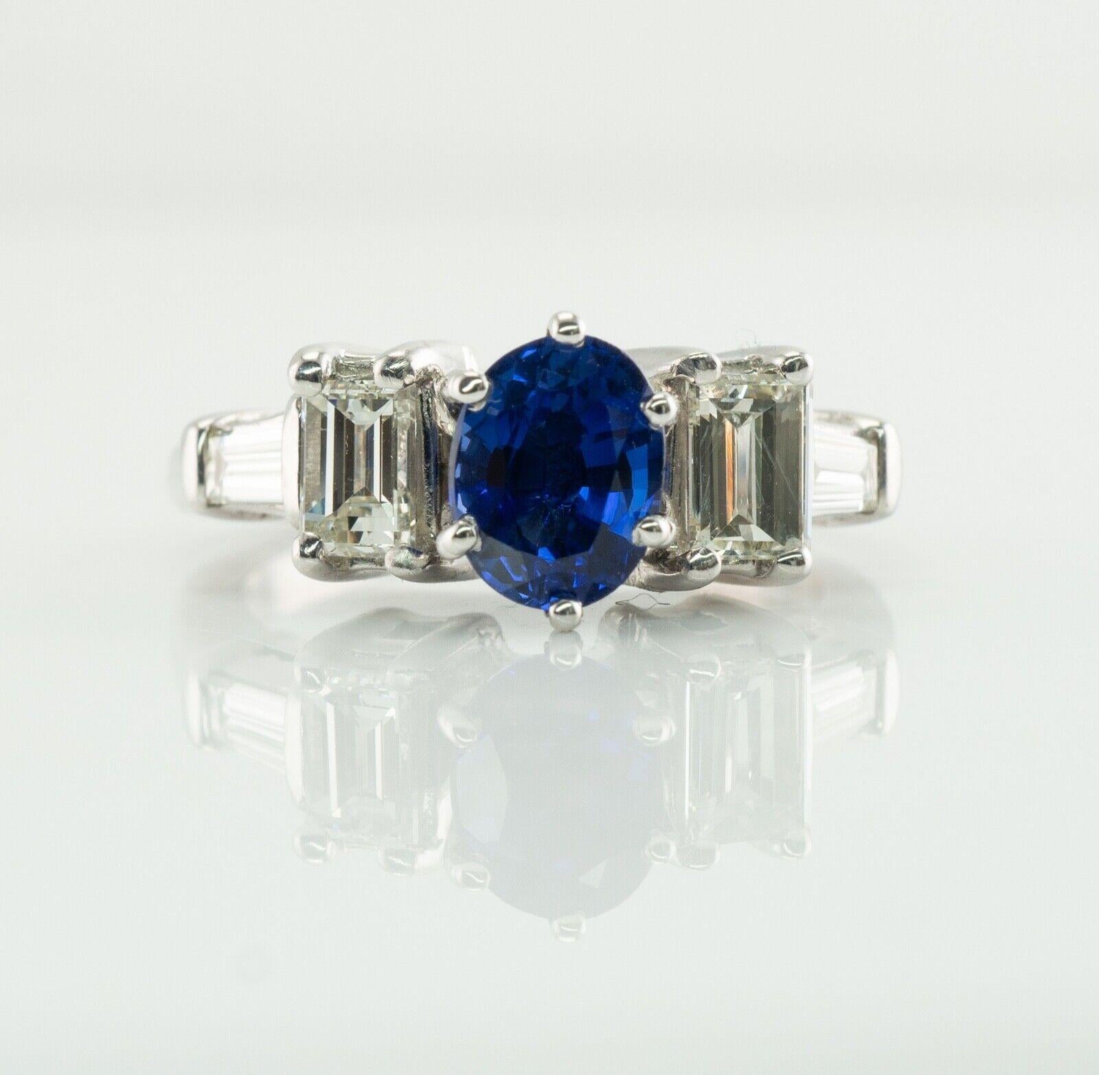 Anello con diamante e zaffiro Anello di fidanzamento in platino in vendita 2