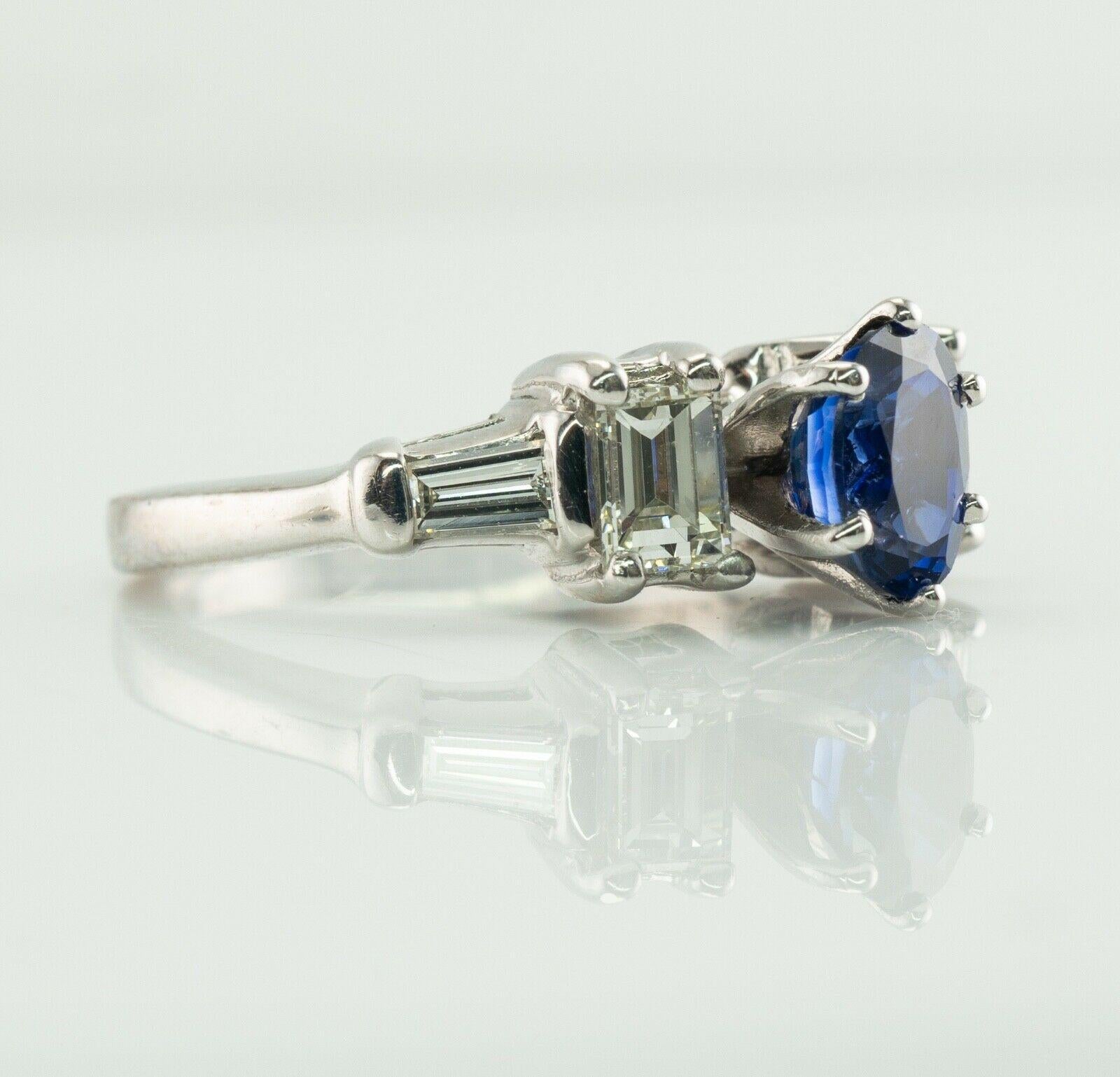 Anello con diamante e zaffiro Anello di fidanzamento in platino in vendita 3