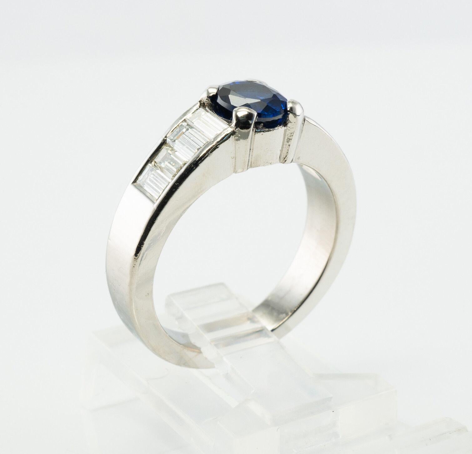 Bague diamant saphir anneau platine Vintage by L.Prals en vente 5