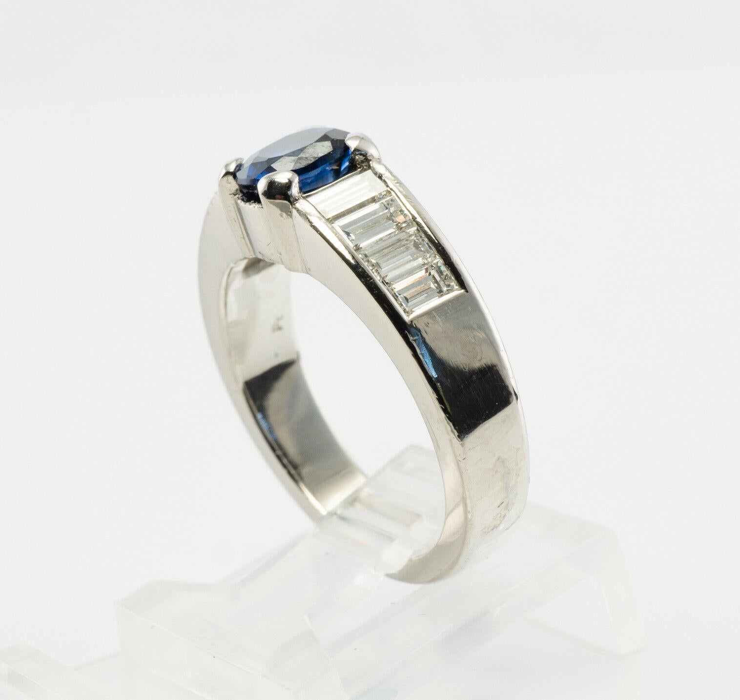 Bague diamant saphir anneau platine Vintage by L.Prals en vente 6