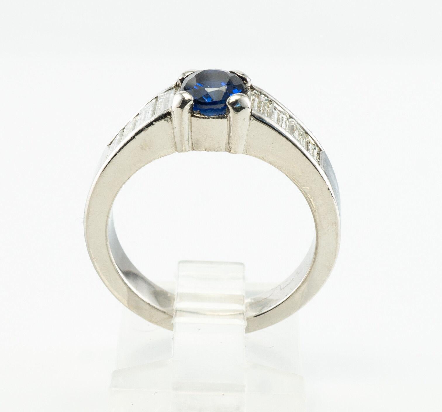 Diamond Sapphire Ring Platinum Band Vintage by L.Prals For Sale 7