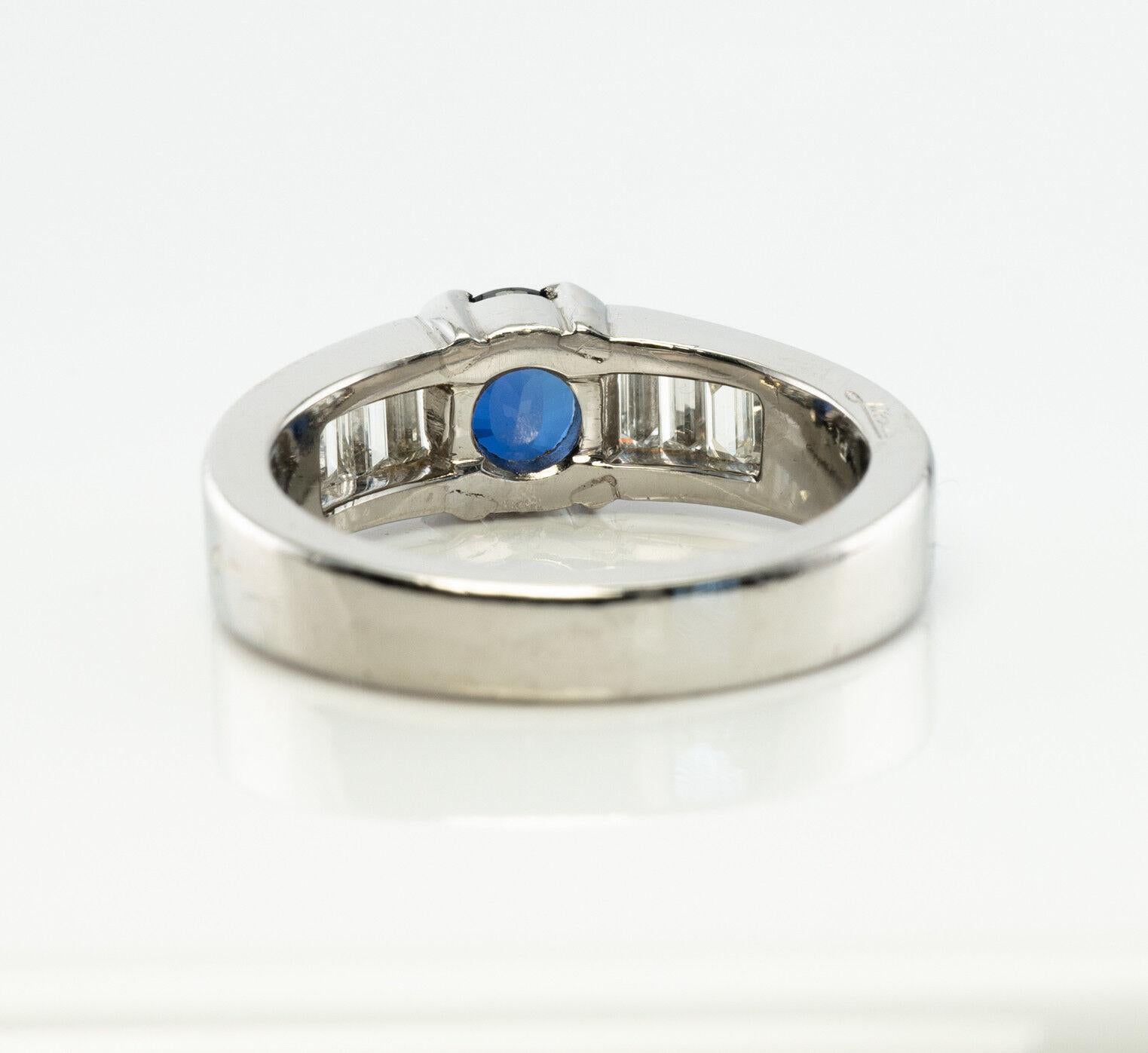 Taille ovale Bague diamant saphir anneau platine Vintage by L.Prals en vente